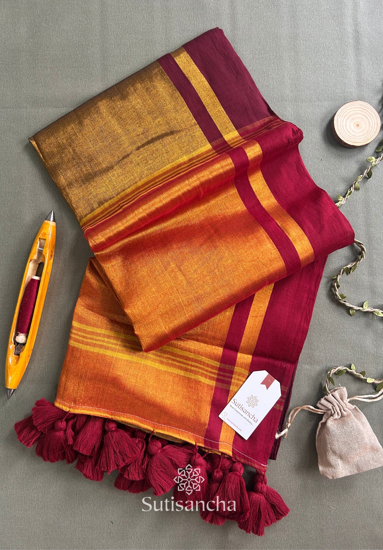 Soft Sheen Tissue Cotton Saree with Fluid Drape