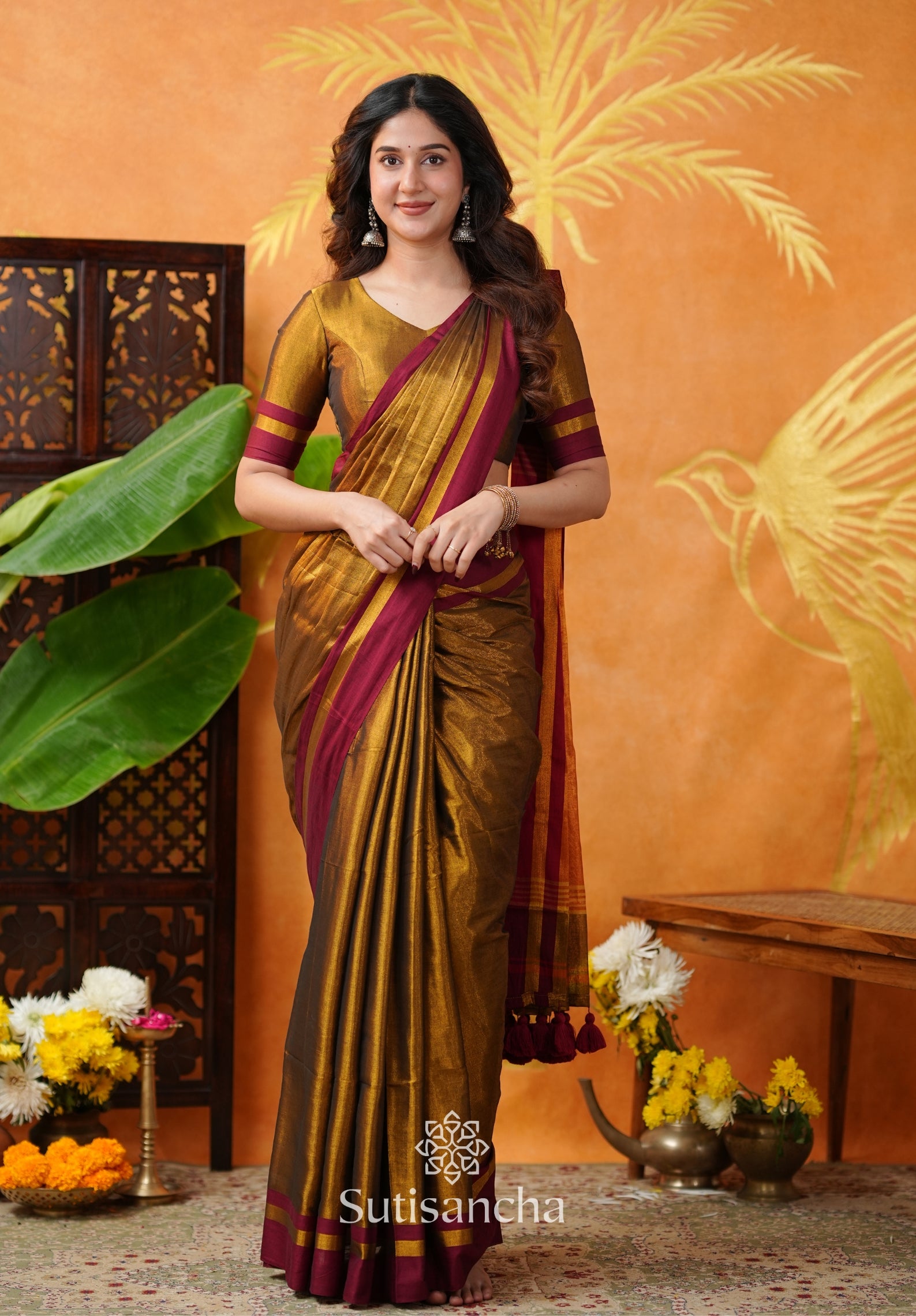 Soft Sheen Tissue Cotton Saree with Fluid Drape