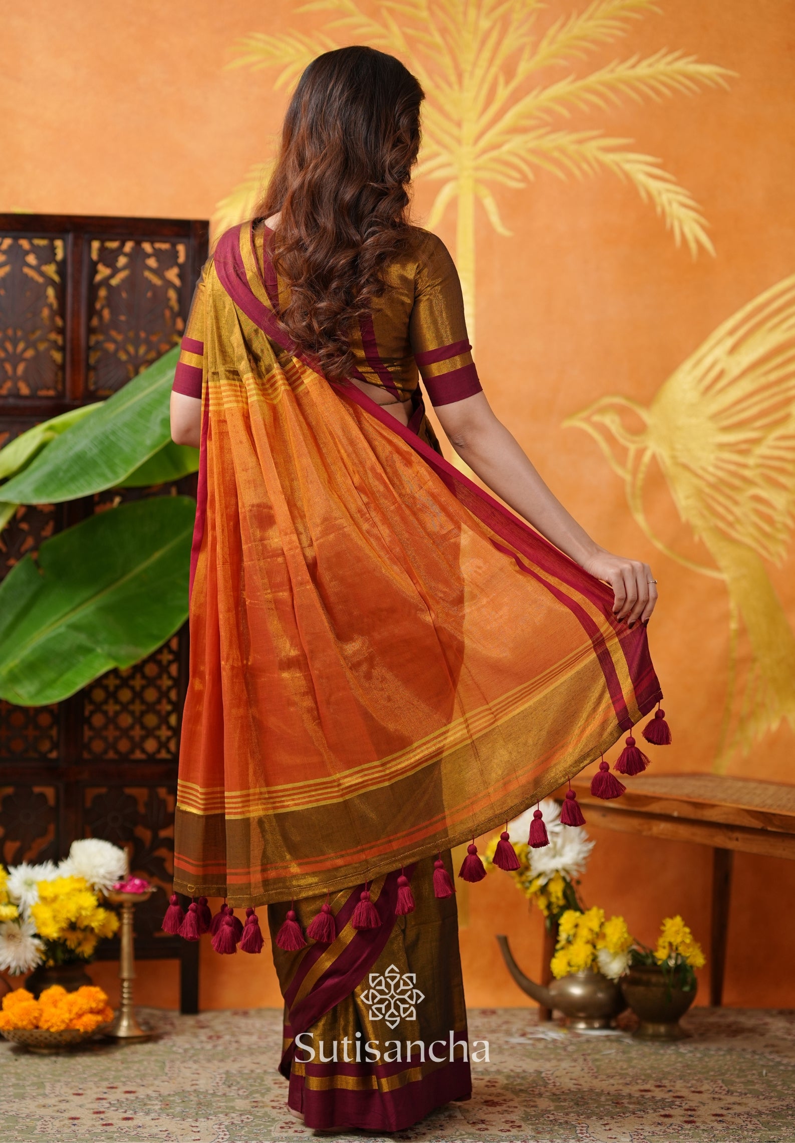 Soft Sheen Tissue Cotton Saree with Fluid Drape