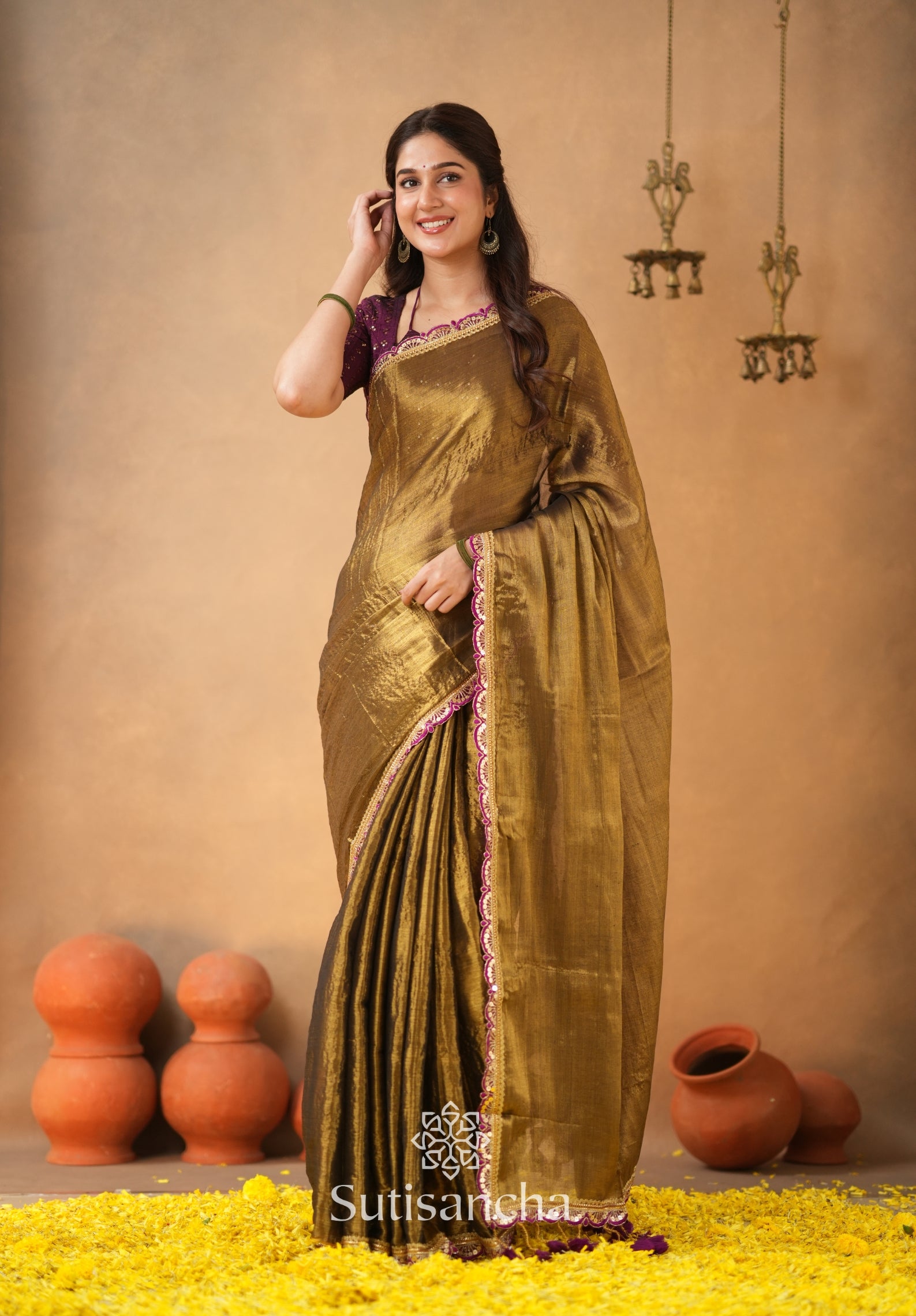 The Luxe Gleam Tissue Cotton Saree
