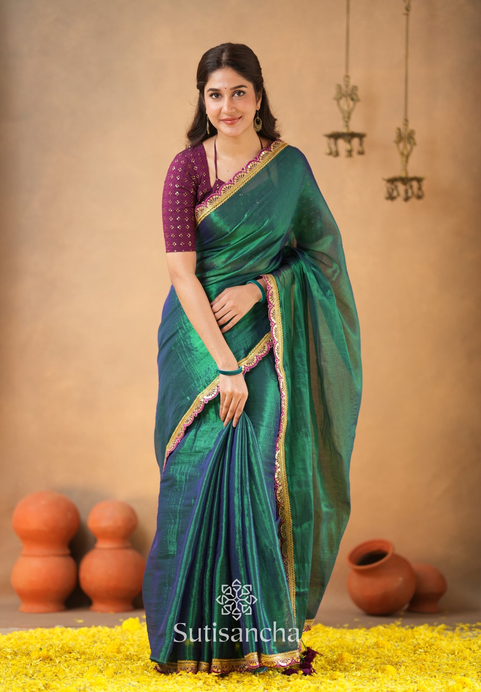 The Luxe Gleam Tissue Cotton Saree
