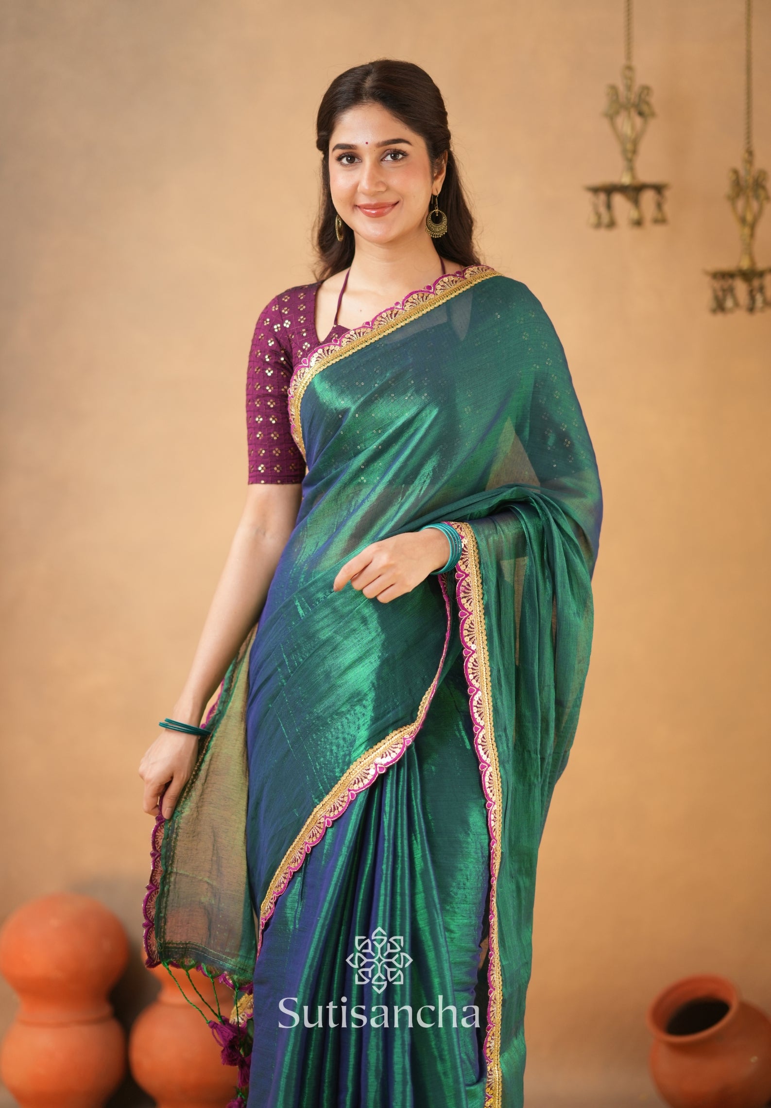The Luxe Gleam Tissue Cotton Saree