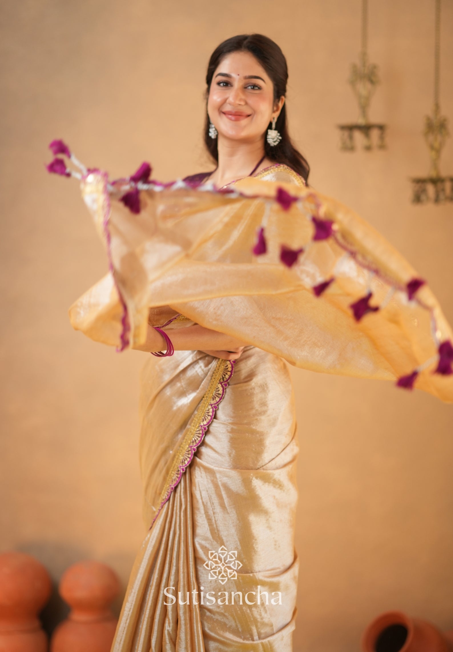 The Luxe Gleam Tissue Cotton Saree