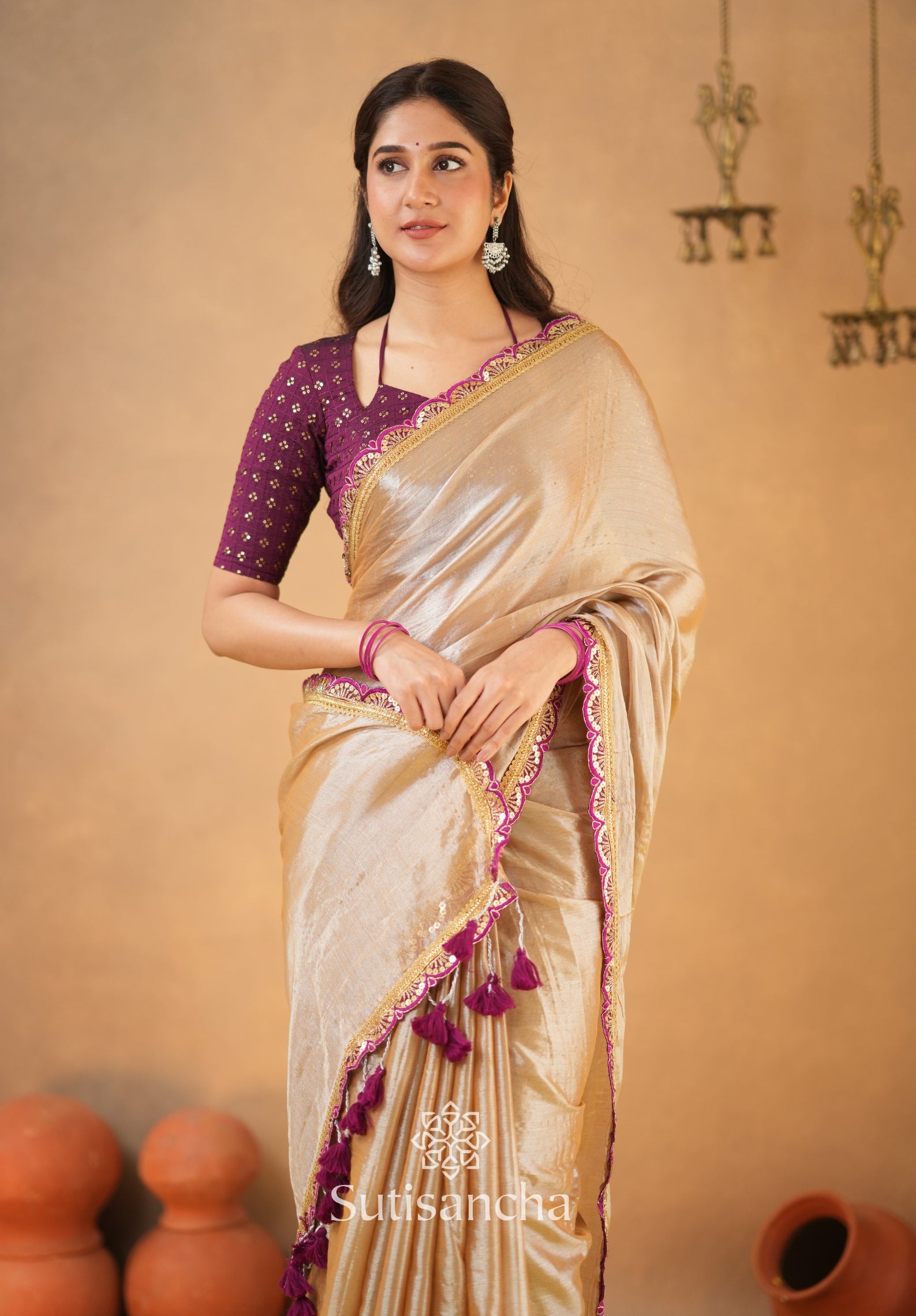The Luxe Gleam Tissue Cotton Saree