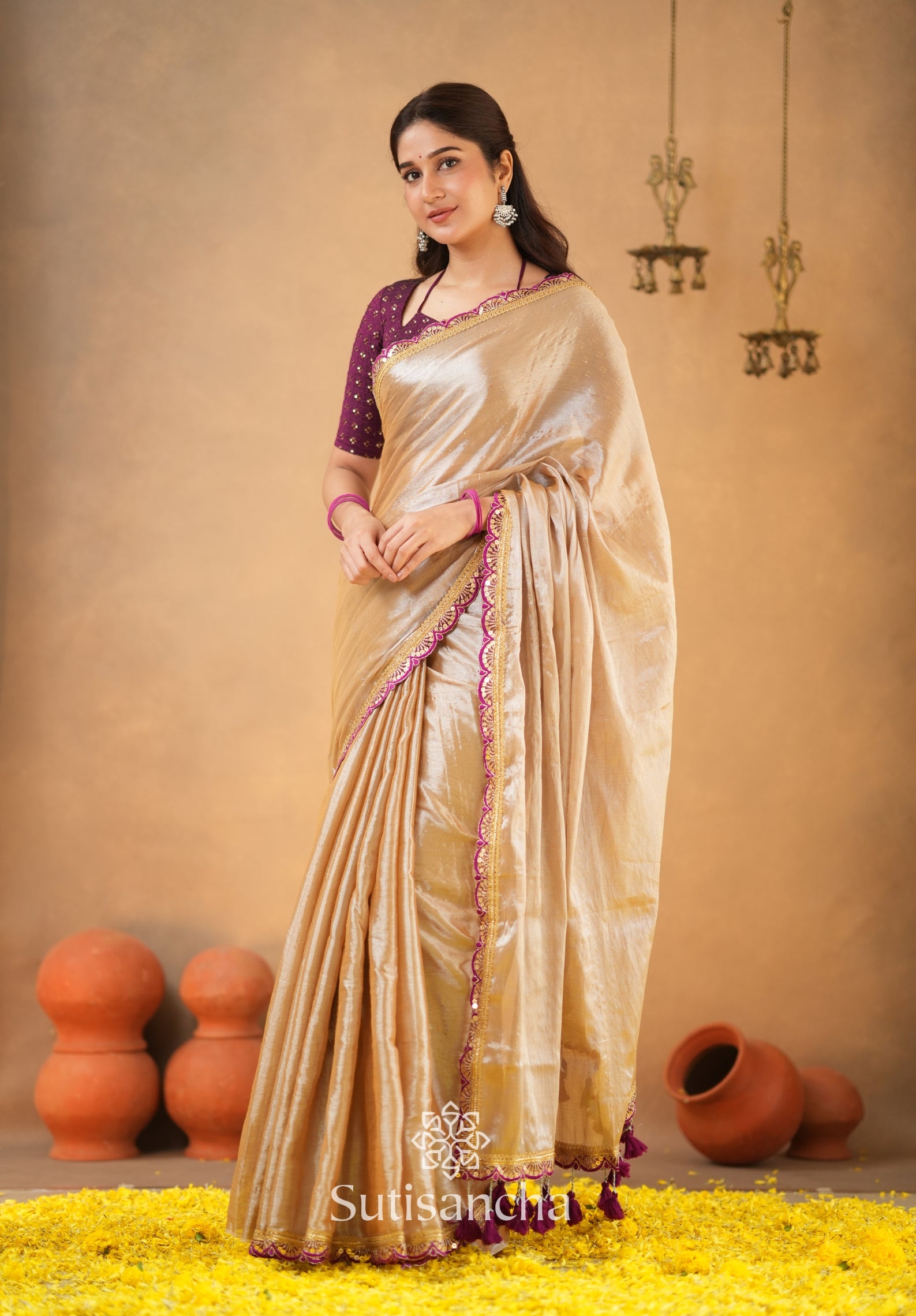 The Luxe Gleam Tissue Cotton Saree