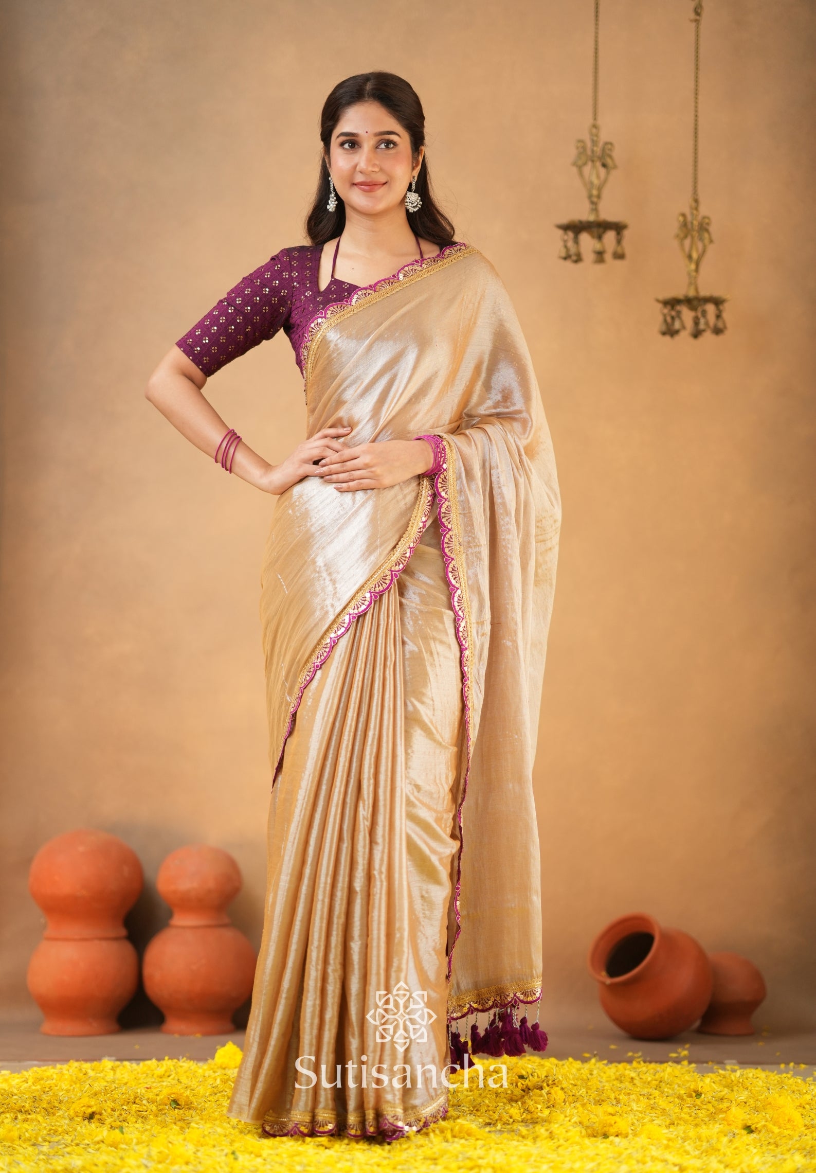 The Luxe Gleam Tissue Cotton Saree