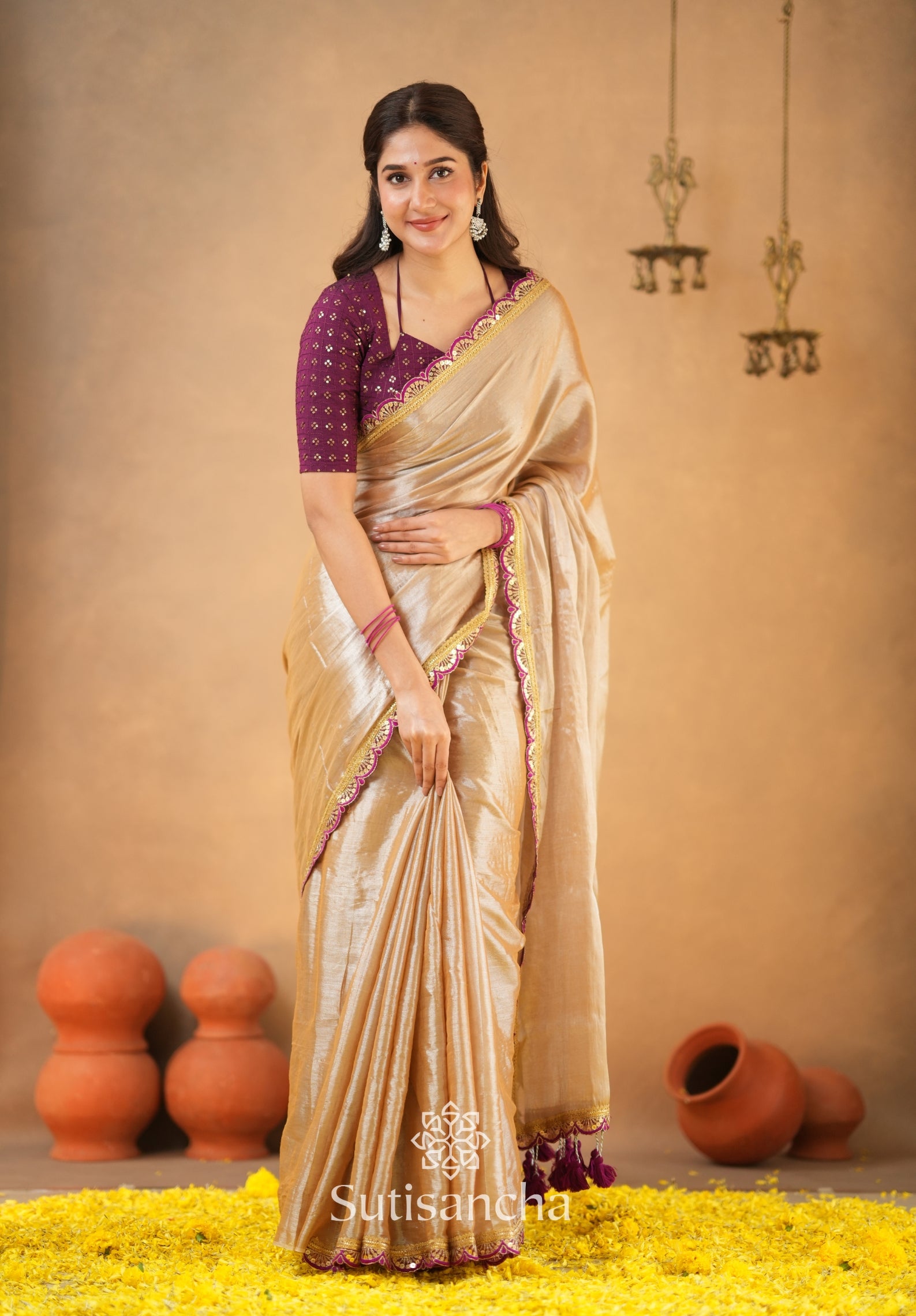 The Luxe Gleam Tissue Cotton Saree