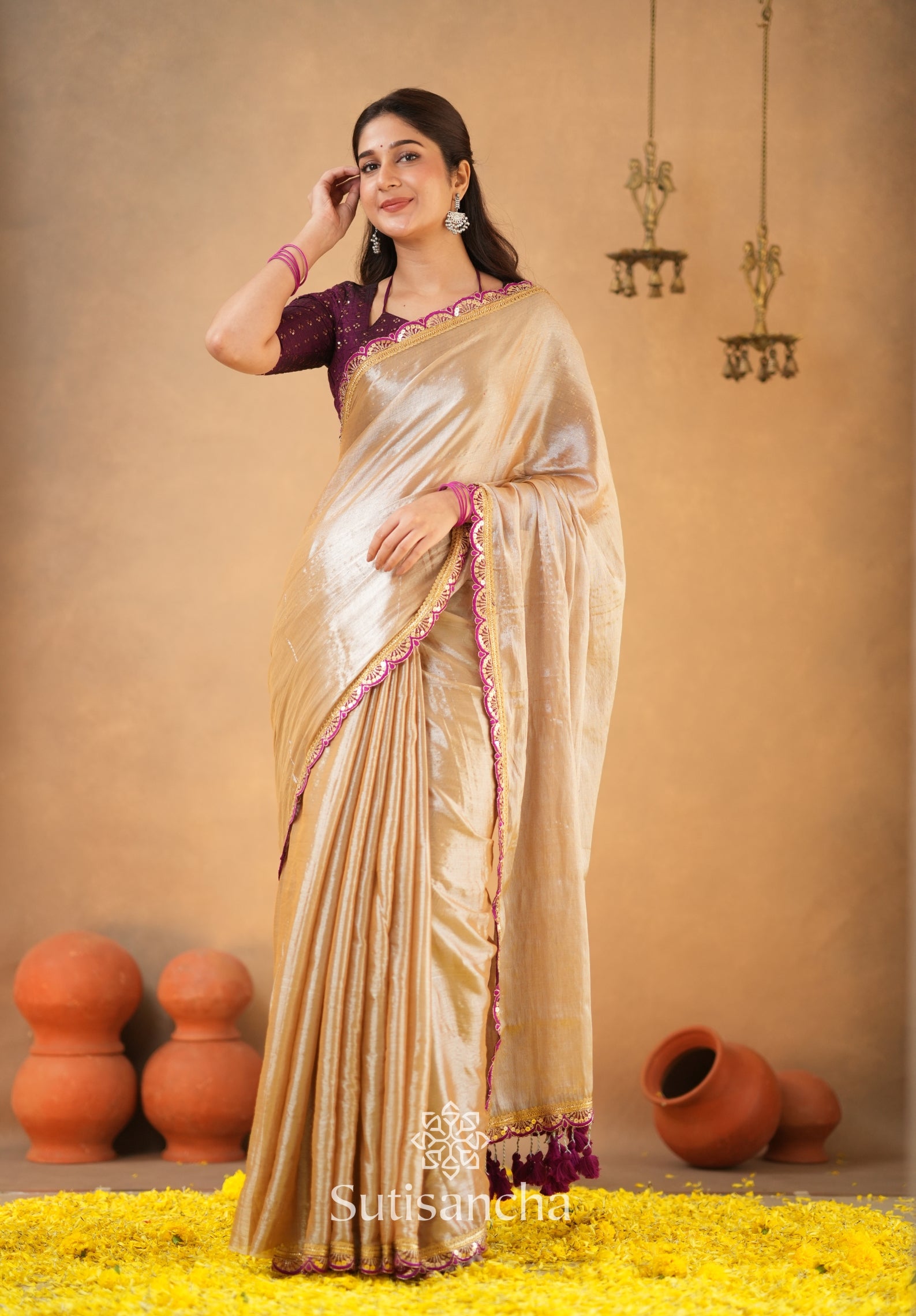 The Luxe Gleam Tissue Cotton Saree