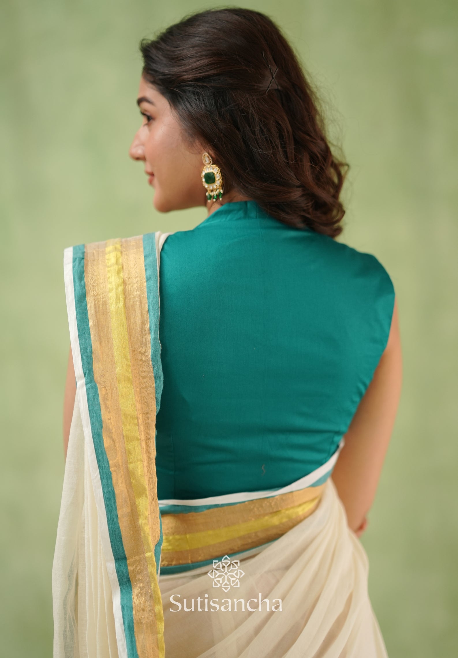 Rama Radiance – Mul Cotton Saree with Golden Edge