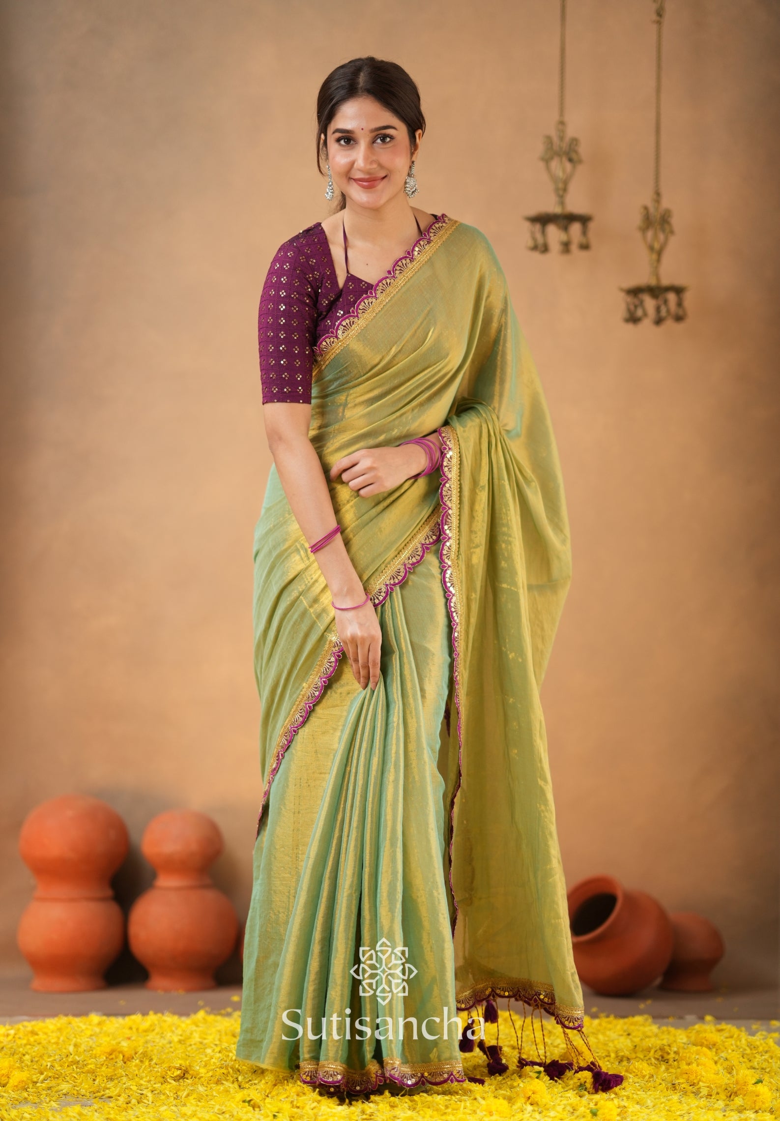 The Luxe Gleam Tissue Cotton Saree