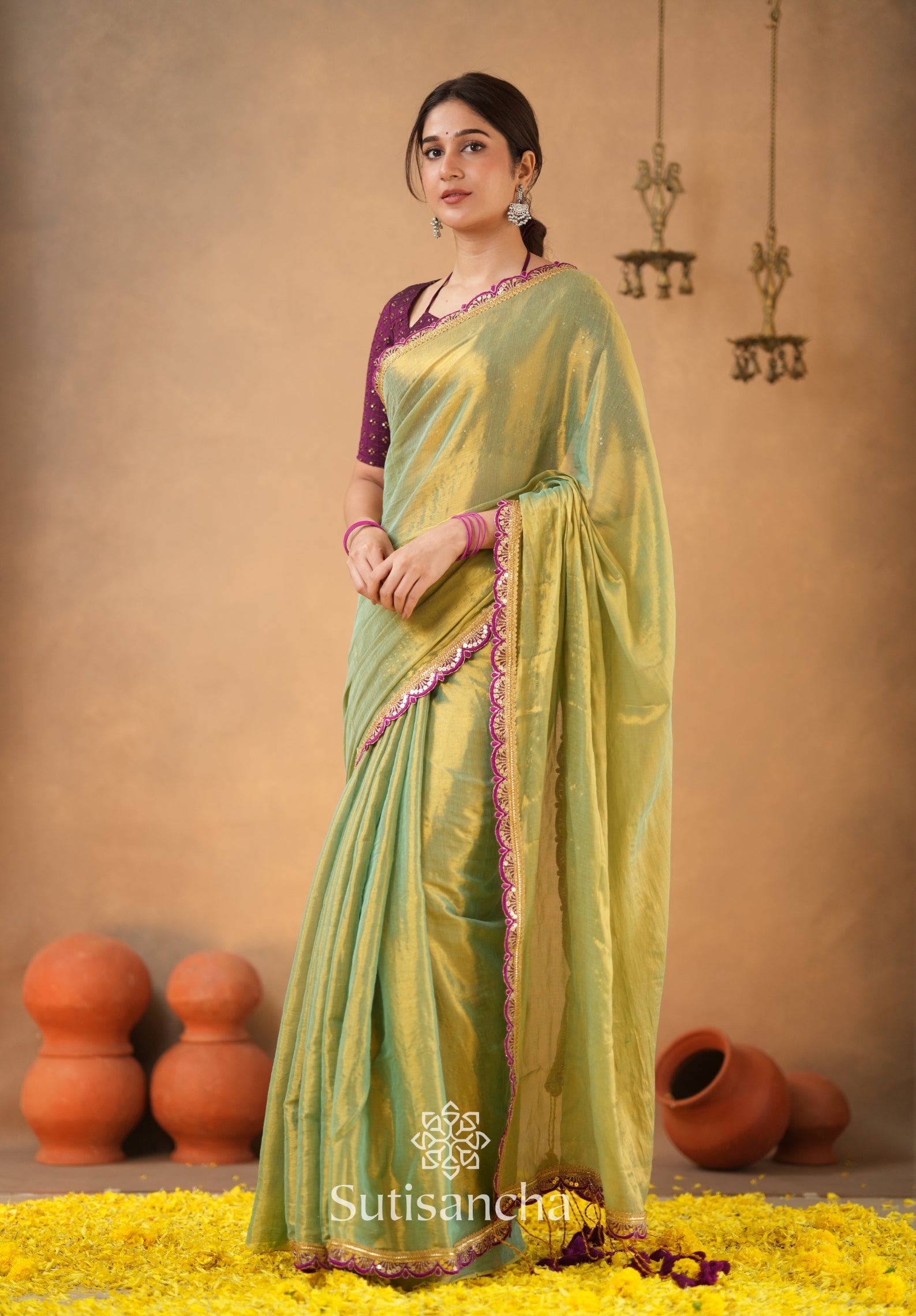The Luxe Gleam Tissue Cotton Saree