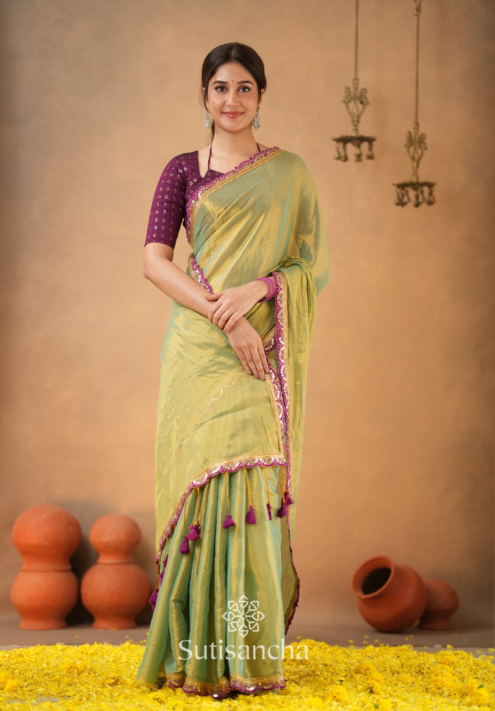 The Luxe Gleam Tissue Cotton Saree