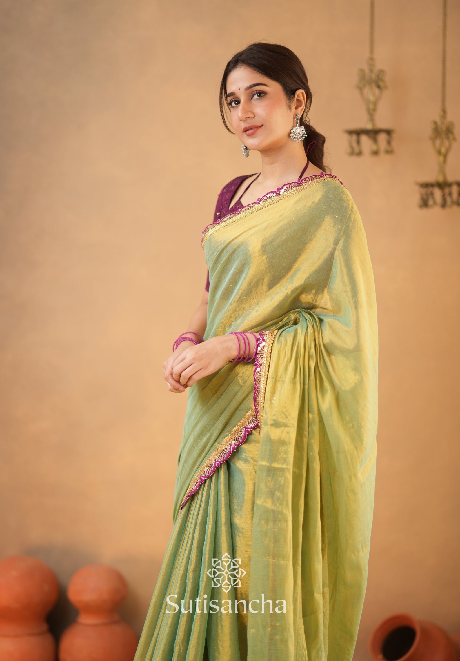 The Luxe Gleam Tissue Cotton Saree