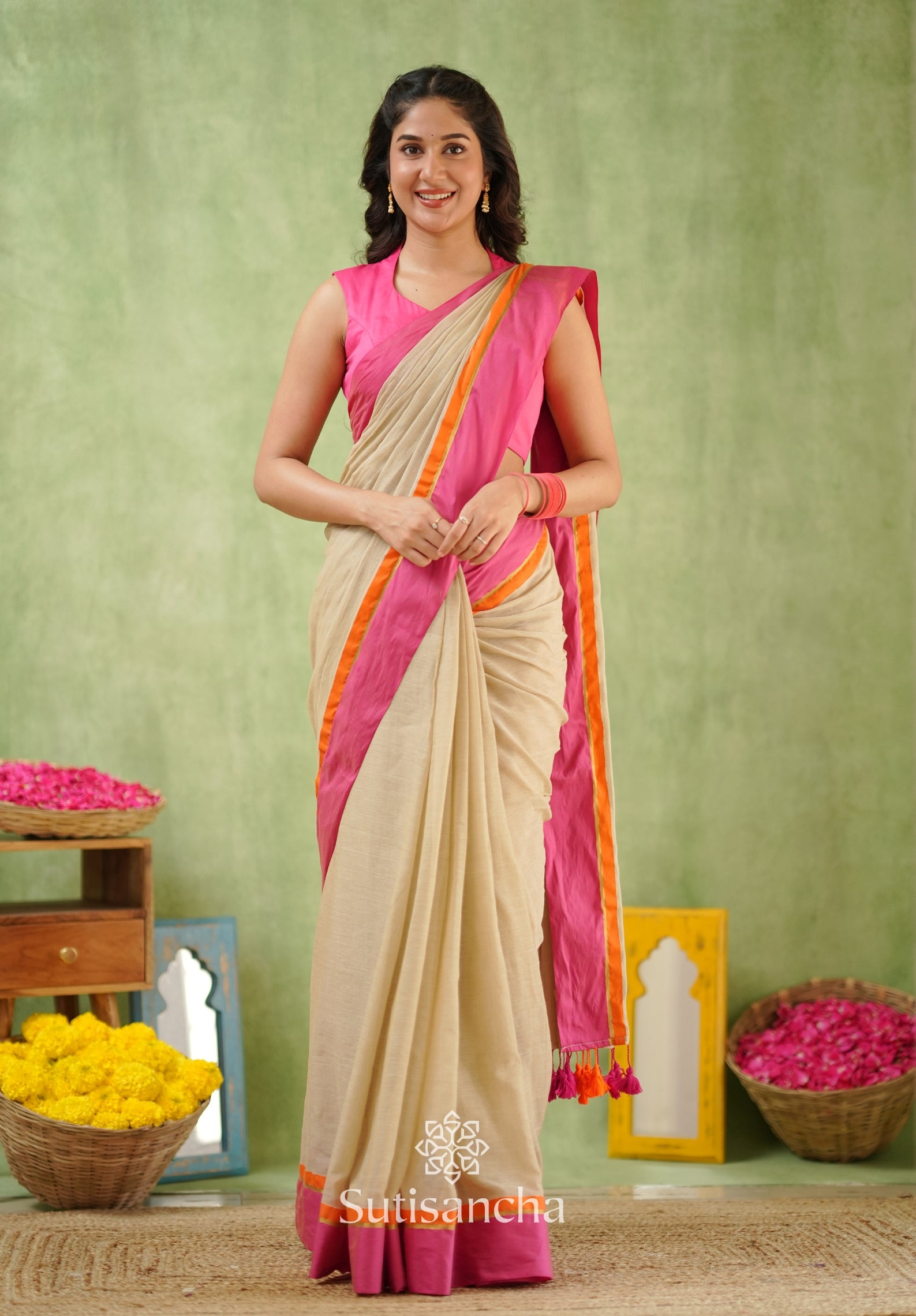 Pink Poise Pure Cotton Saree