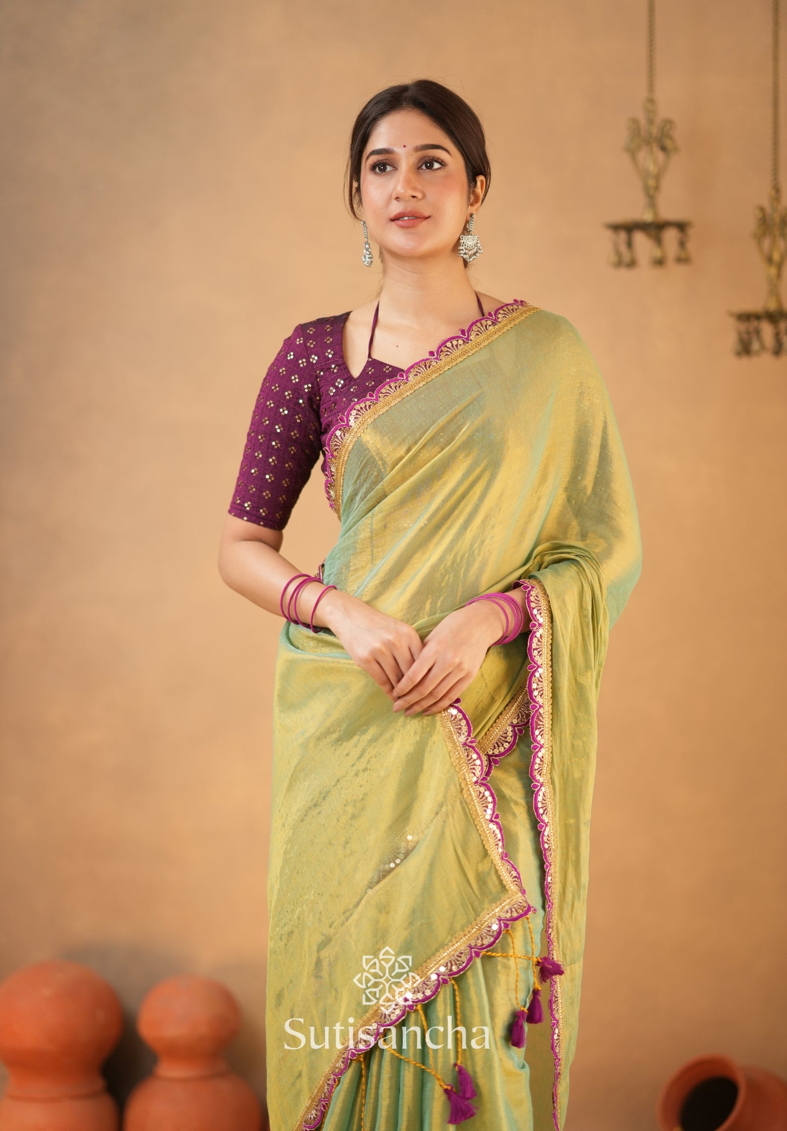 The Luxe Gleam Tissue Cotton Saree