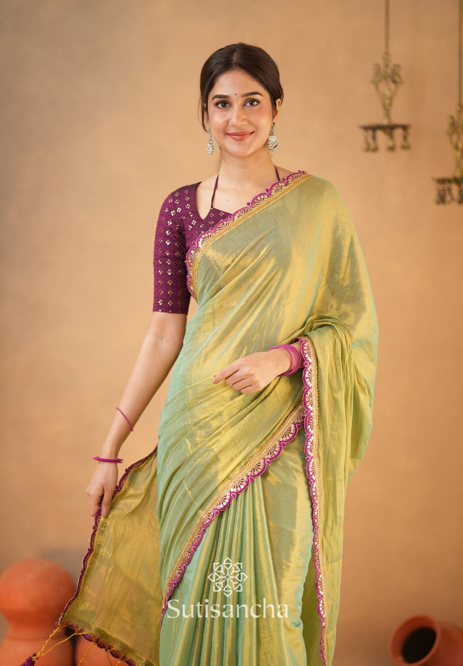 The Luxe Gleam Tissue Cotton Saree