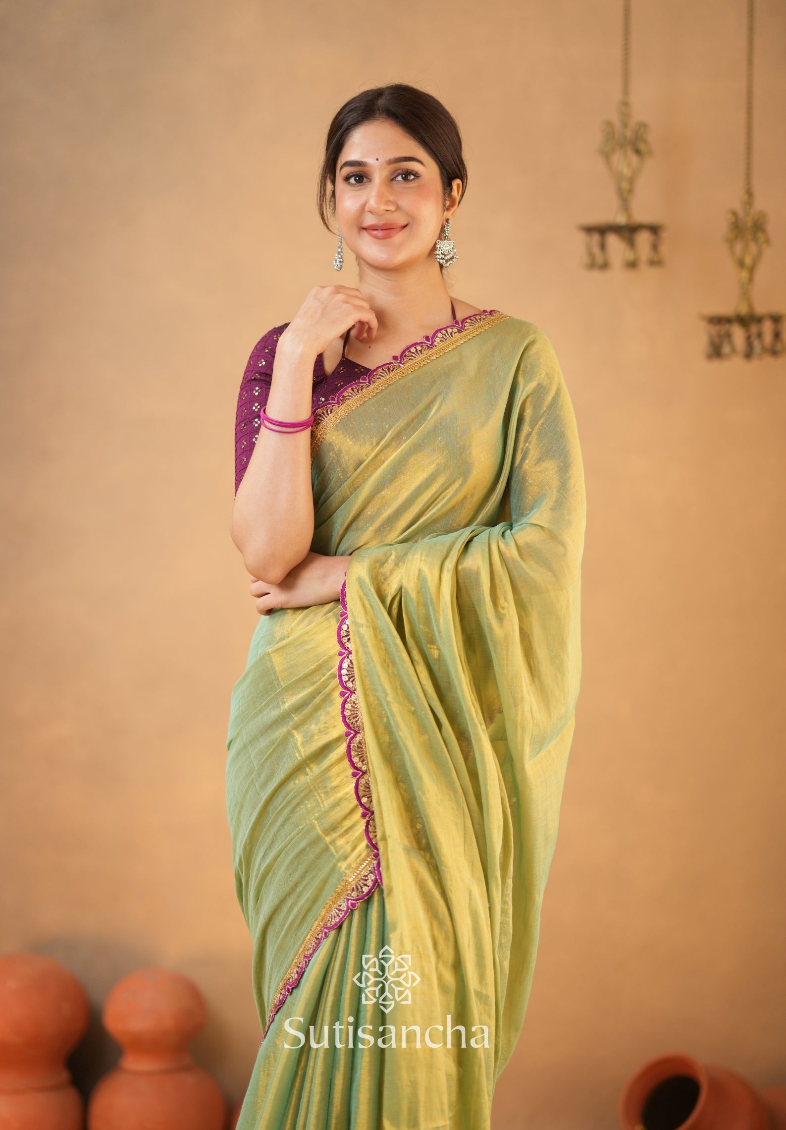 The Luxe Gleam Tissue Cotton Saree