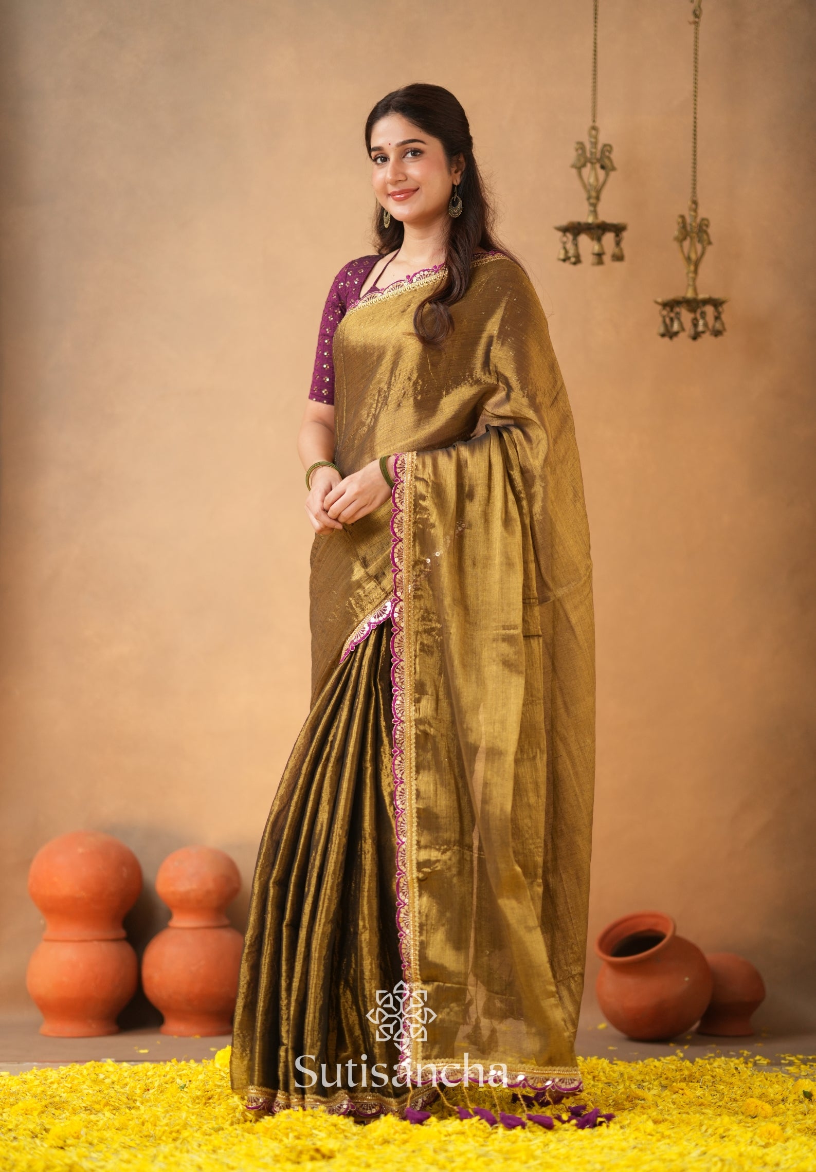 The Luxe Gleam Tissue Cotton Saree