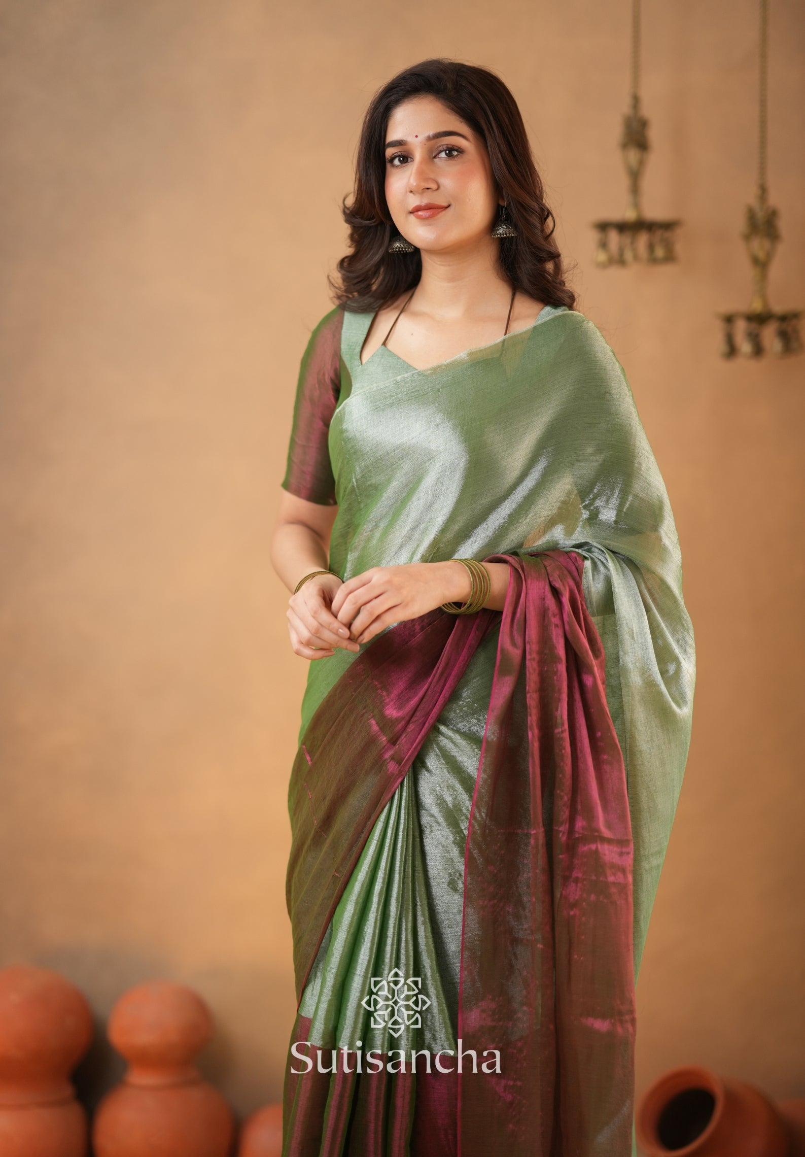 Regal Split Elegance Handloom Tissue Cotton Saree