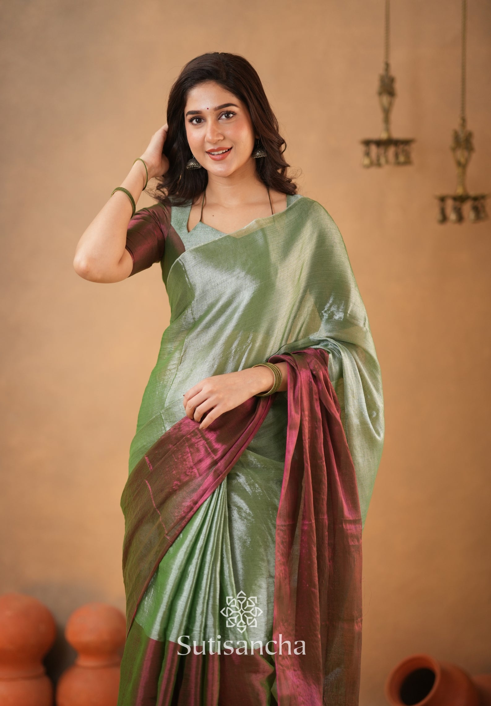 Regal Split Elegance Handloom Tissue Cotton Saree