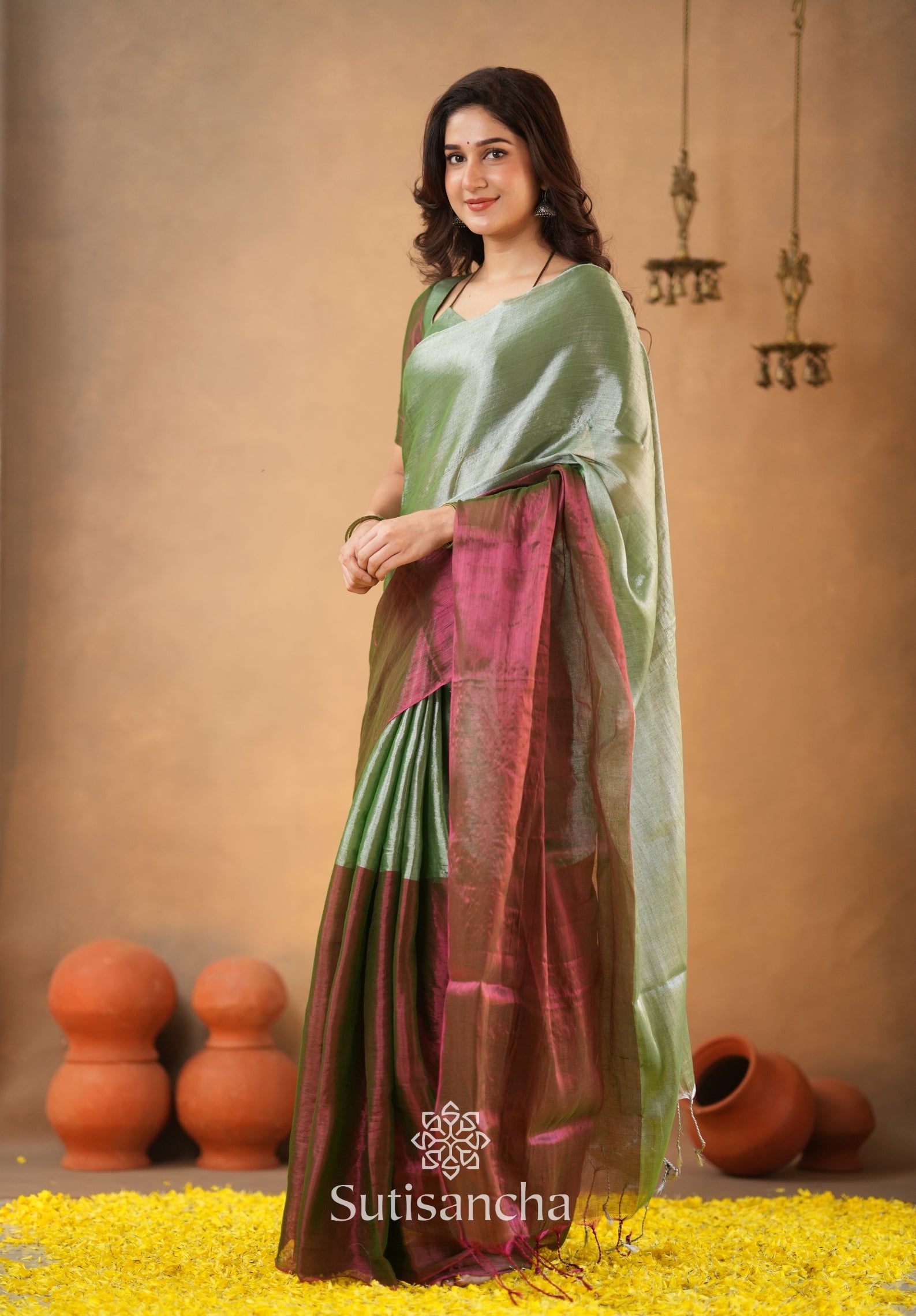 Regal Split Elegance Handloom Tissue Cotton Saree