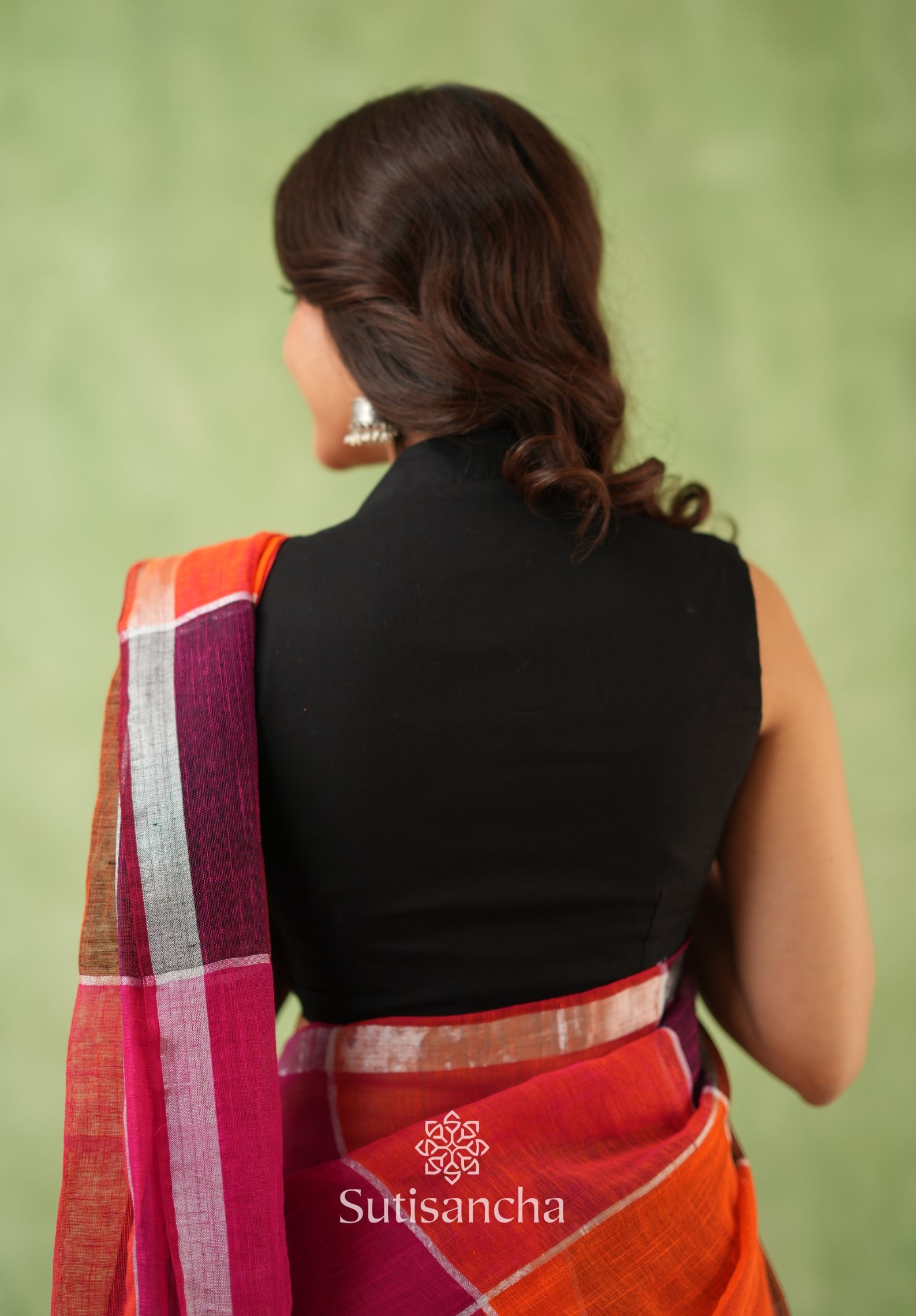 Color Block Linen Cotton Saree – Modern Classic