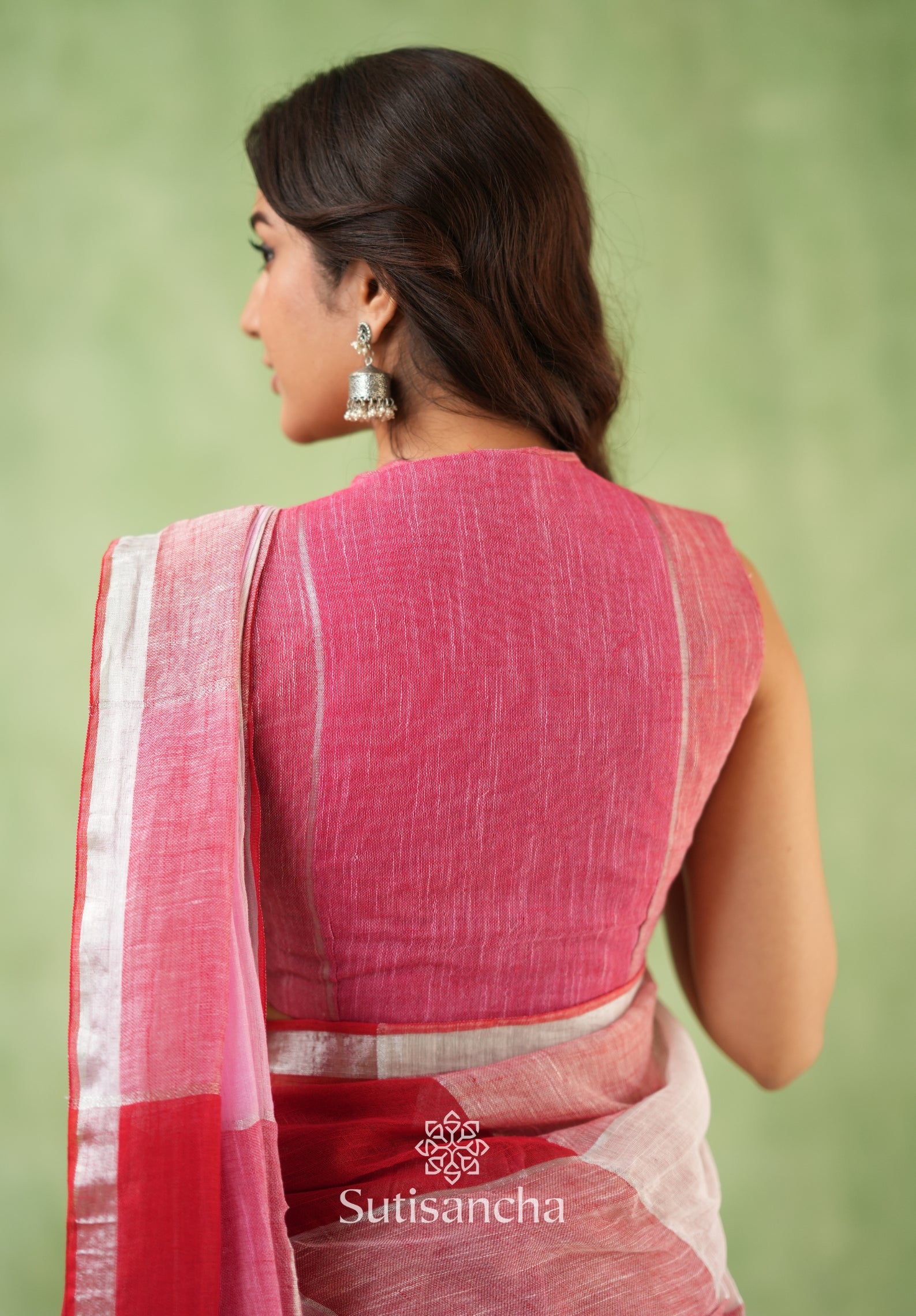 Color Block Linen Cotton Saree – Modern Classic