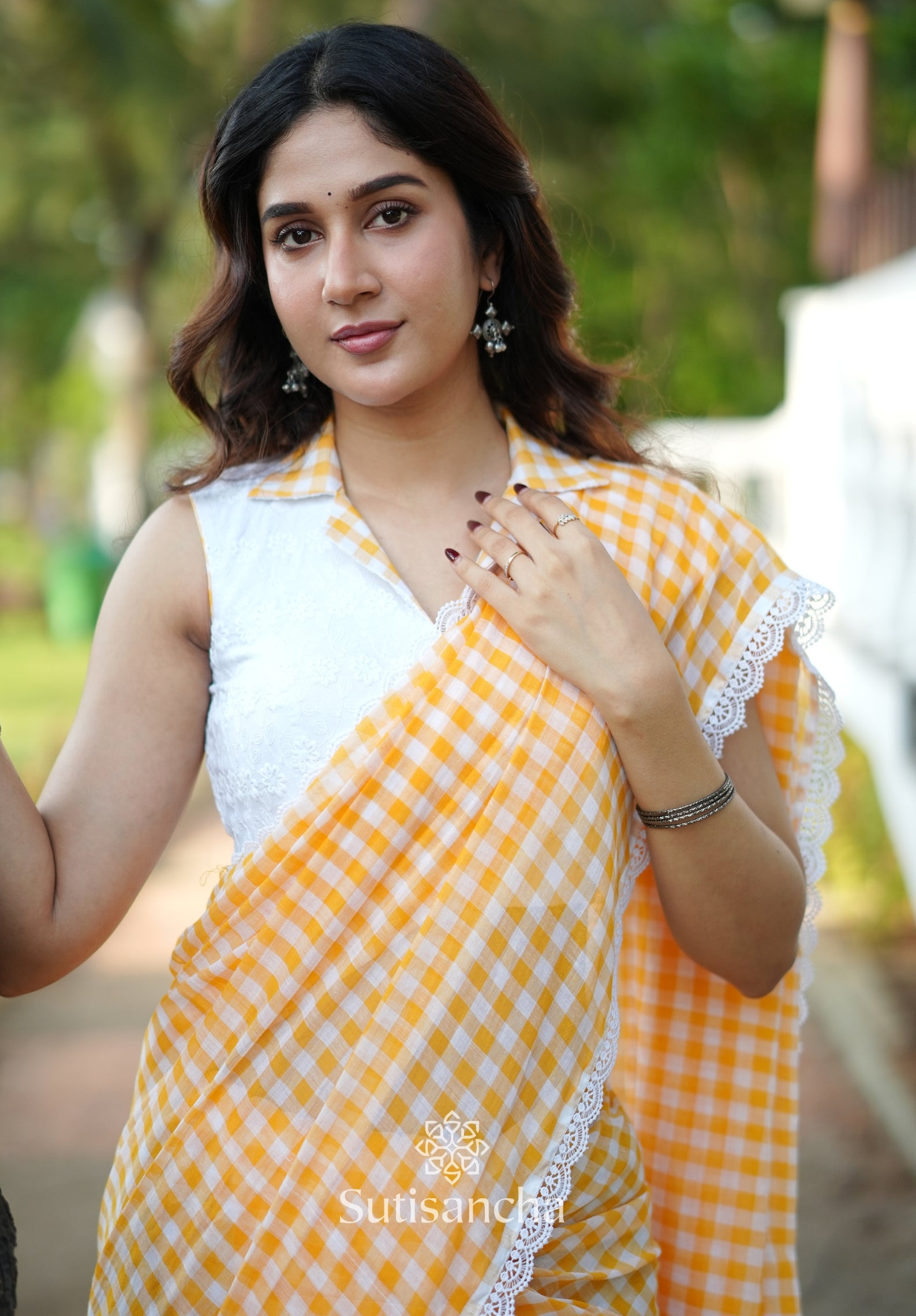 Summer Gingham Mul Cotton Saree