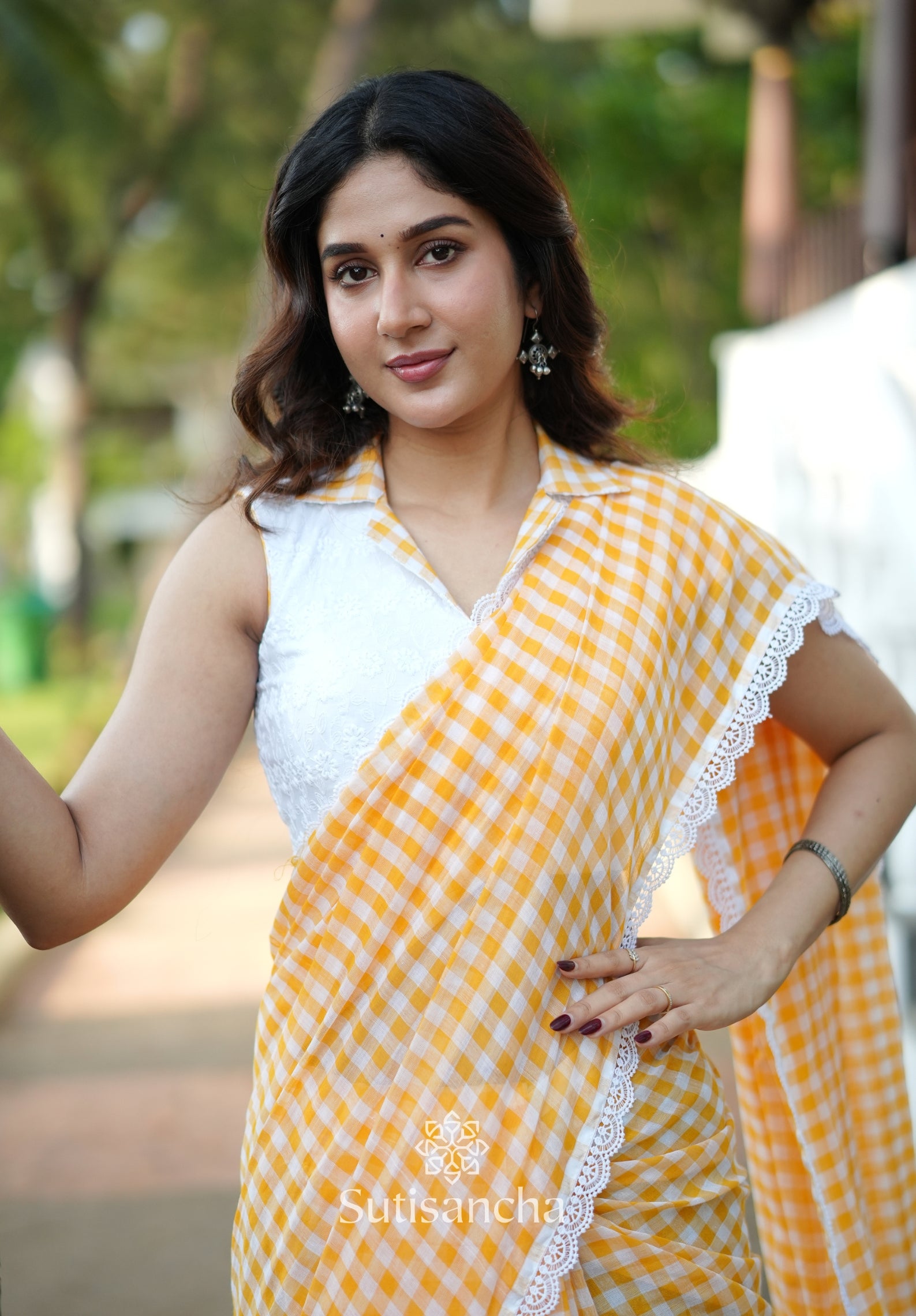 Summer Gingham Mul Cotton Saree
