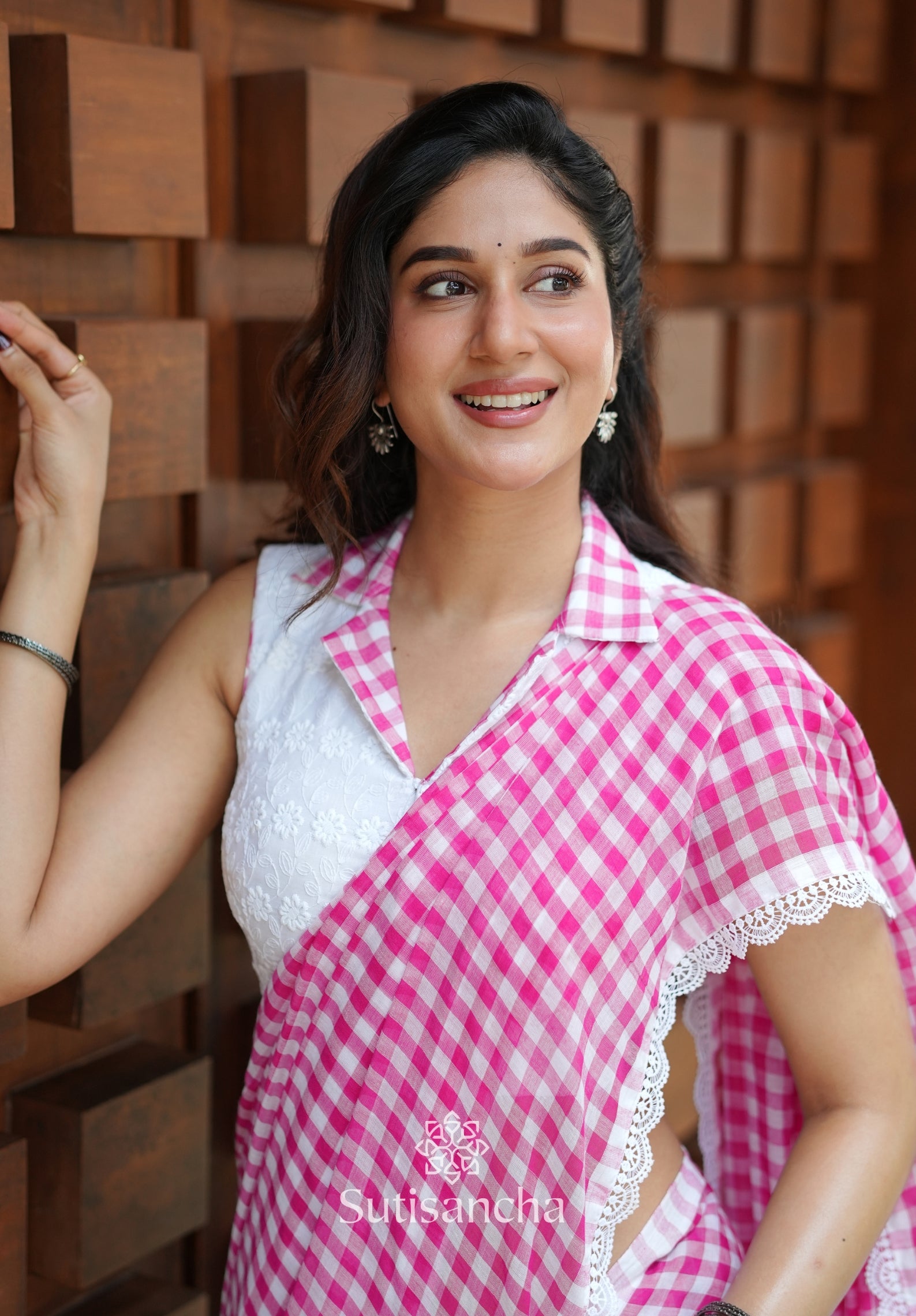 Summer Gingham Mul Cotton Saree