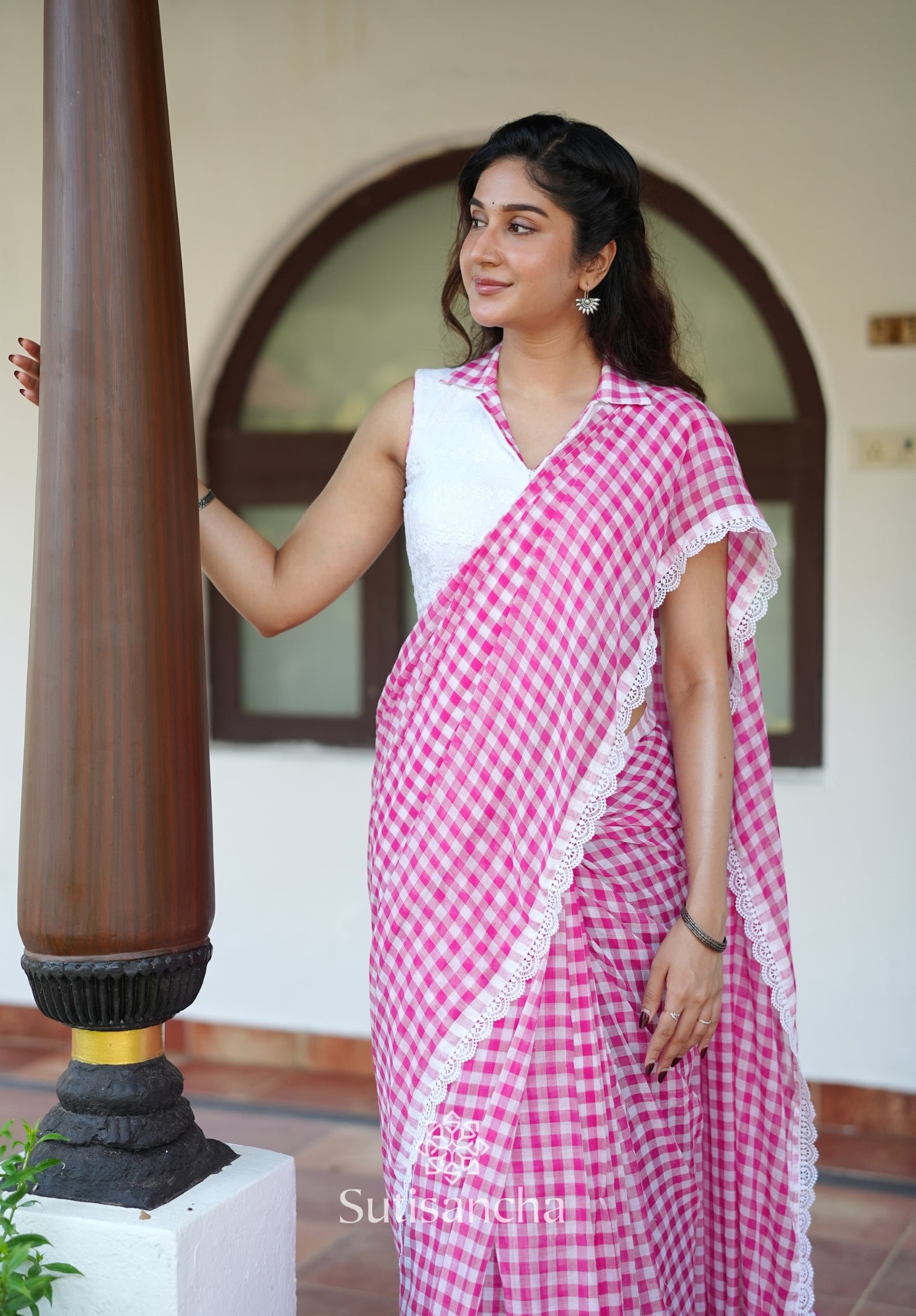 Summer Gingham Mul Cotton Saree