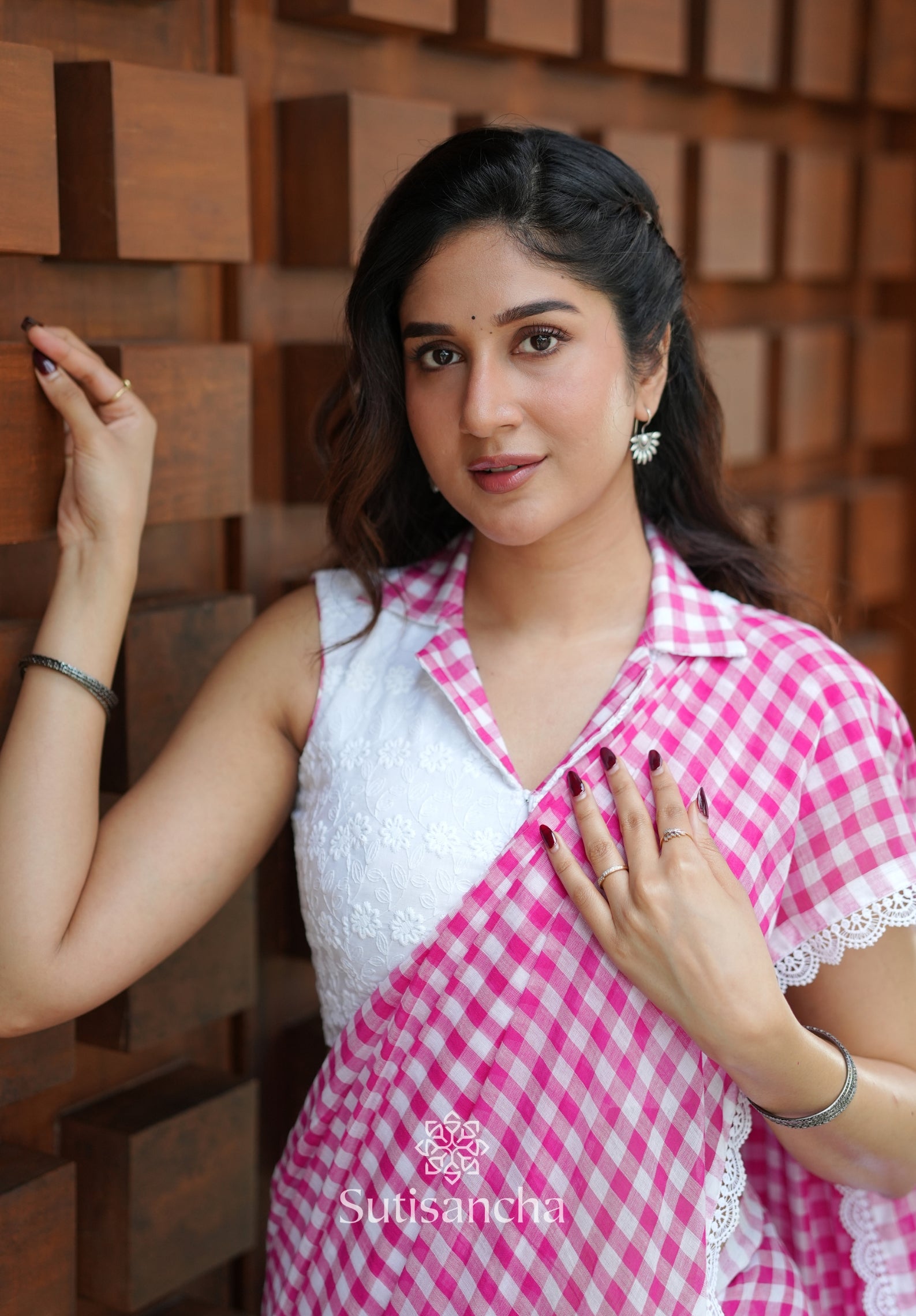 Summer Gingham Mul Cotton Saree