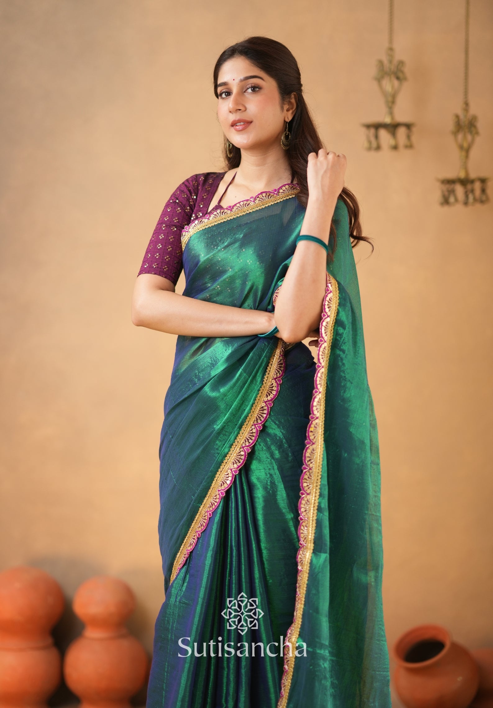 The Luxe Gleam Tissue Cotton Saree