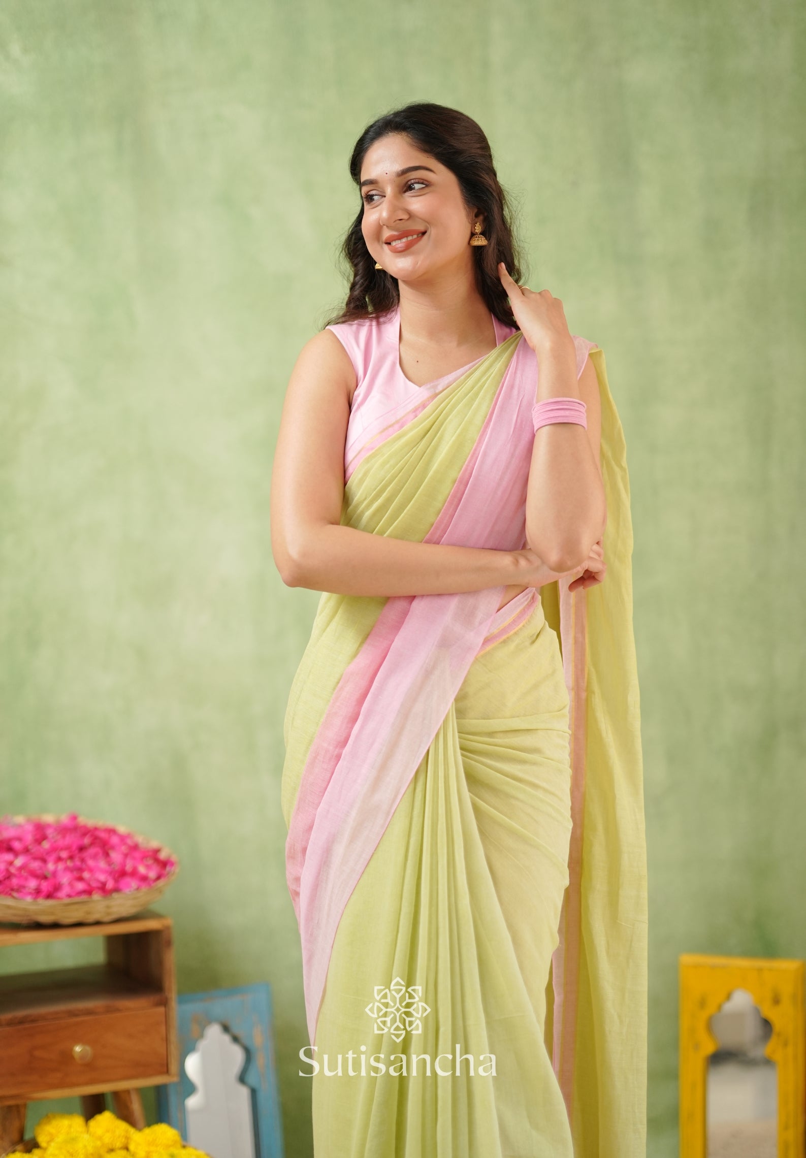 Blush Breeze Mul Cotton Saree