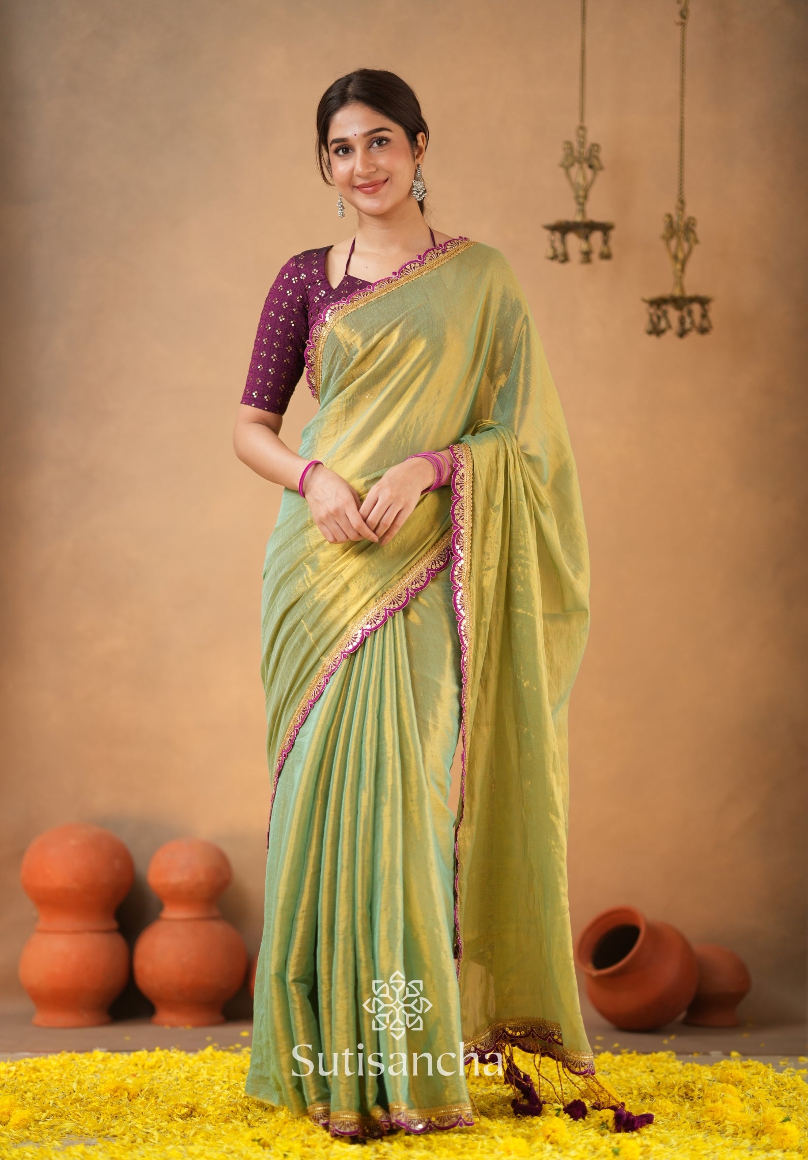 The Luxe Gleam Tissue Cotton Saree