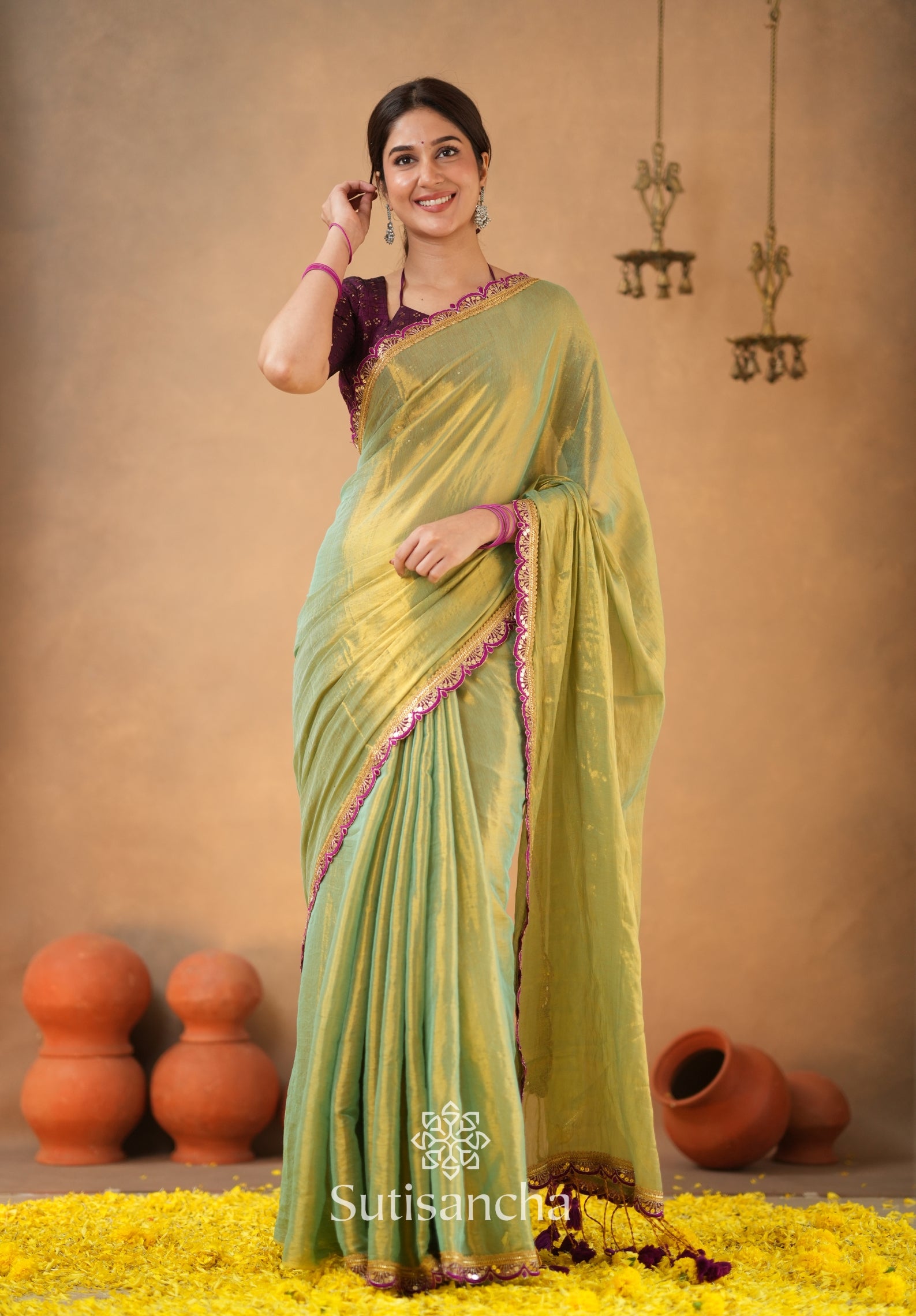 The Luxe Gleam Tissue Cotton Saree
