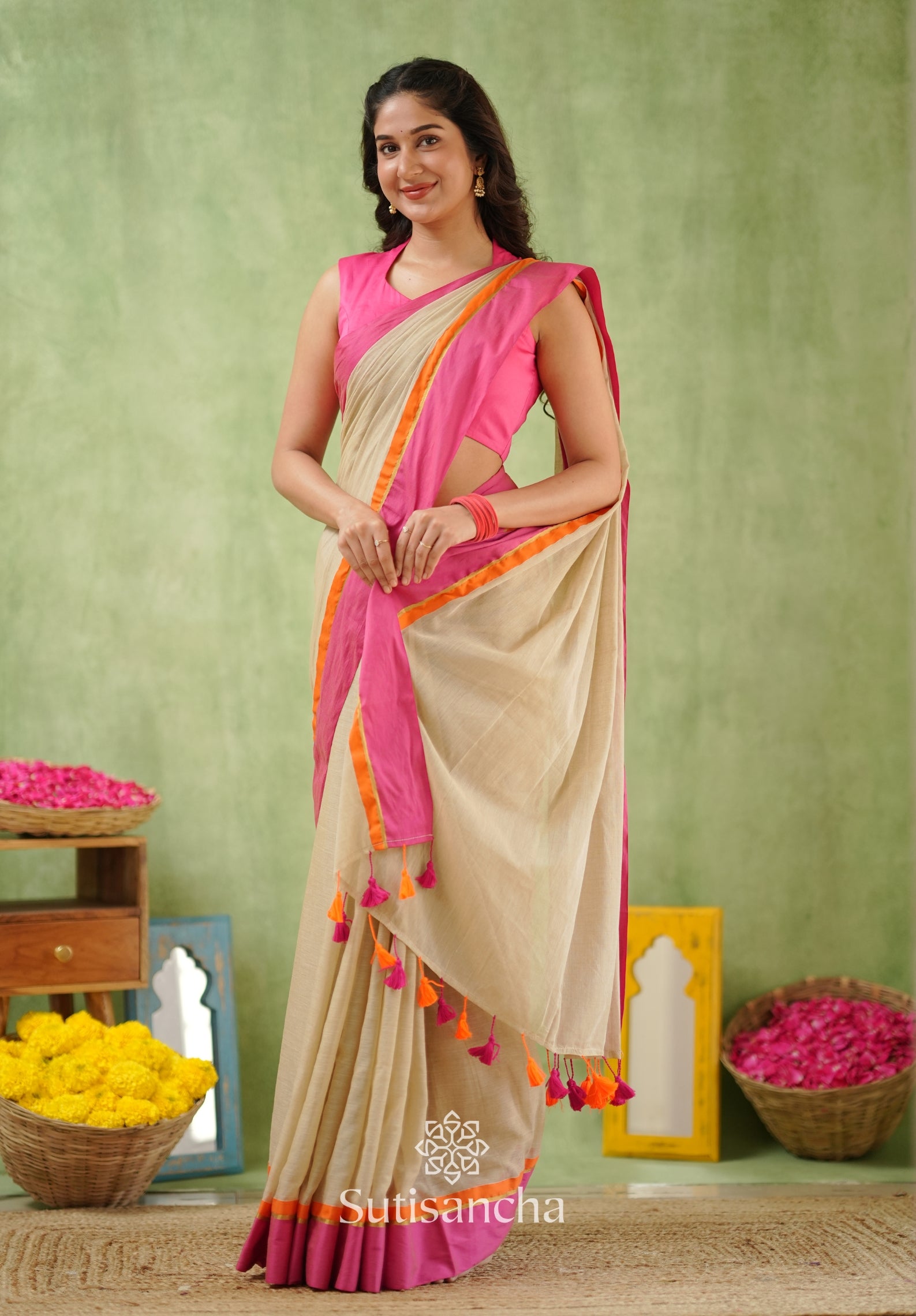Pink Poise Pure Cotton Saree