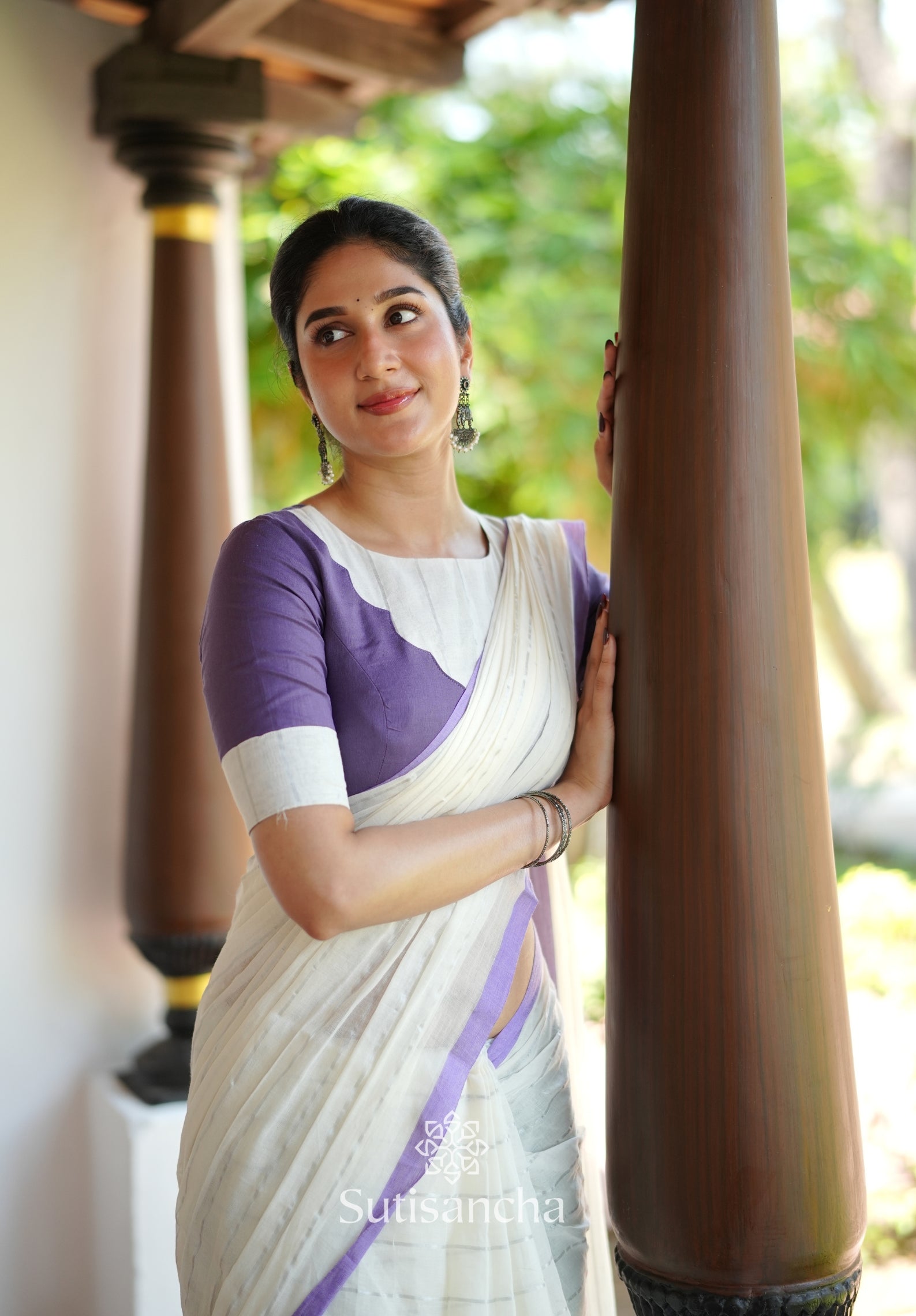 Lavender Mist Mul Cotton Saree