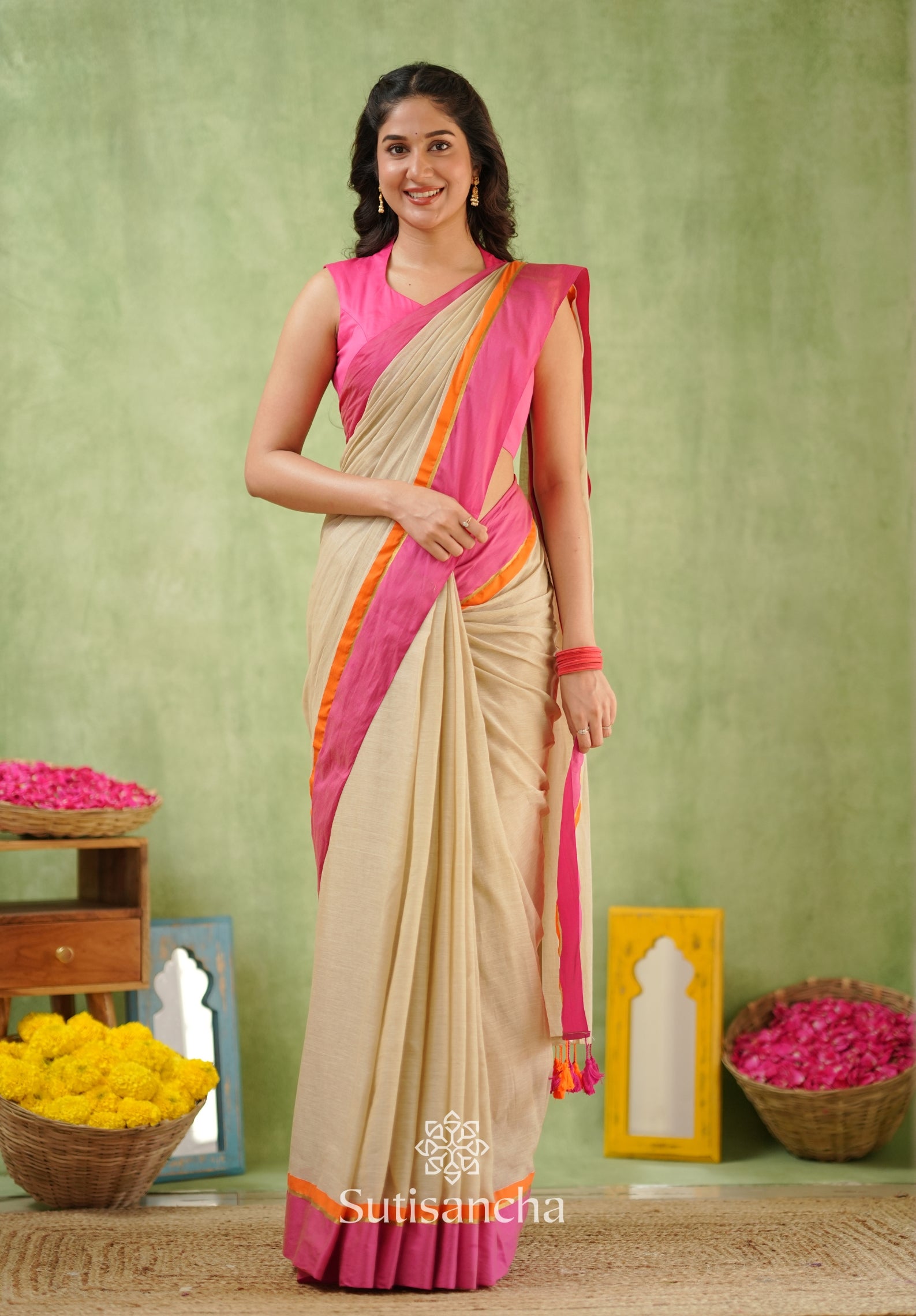 Pink Poise Pure Cotton Saree