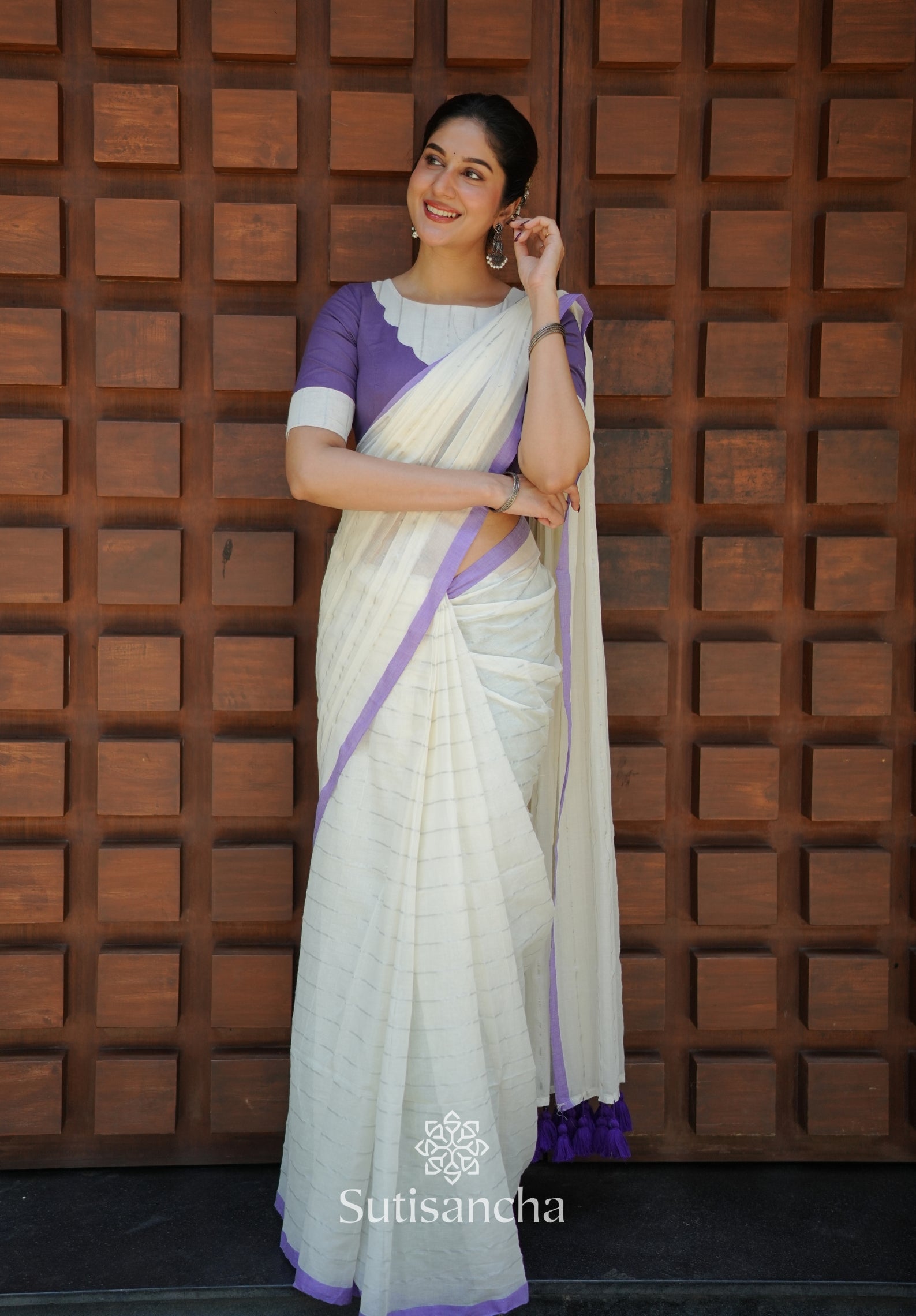 Lavender Mist Mul Cotton Saree