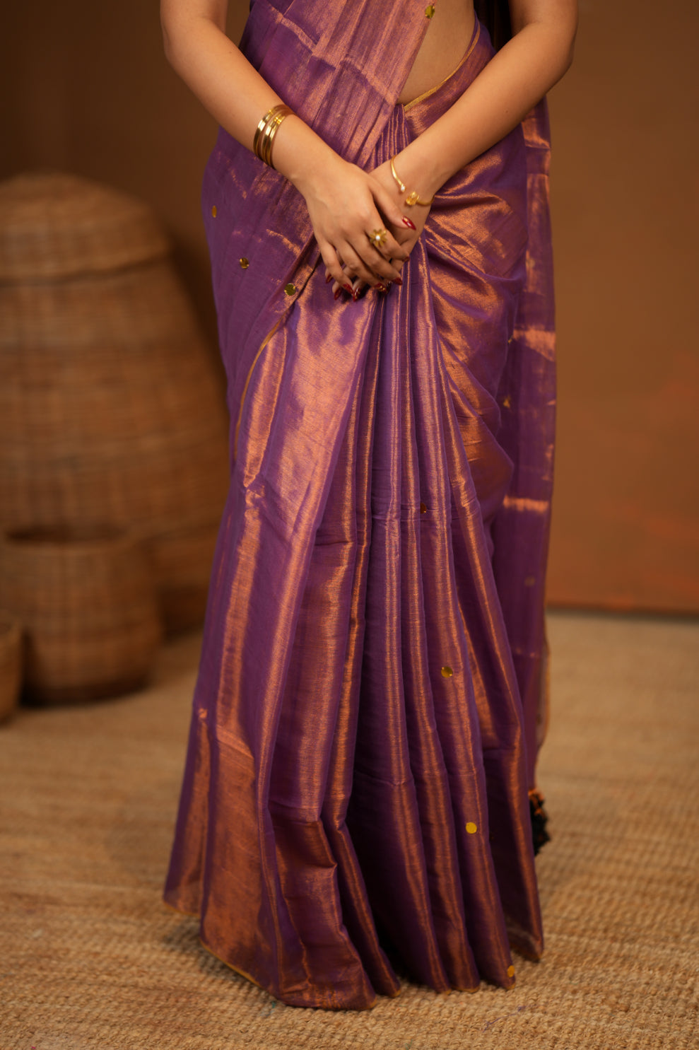 Premium Tissue Saree Accented with Siquin Shine