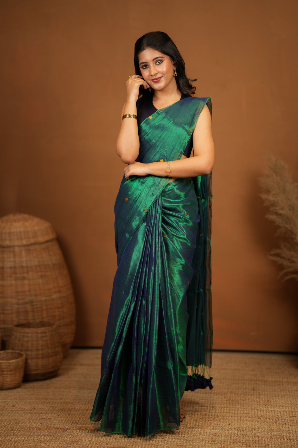 Premium Tissue Saree Accented with Siquin Shine