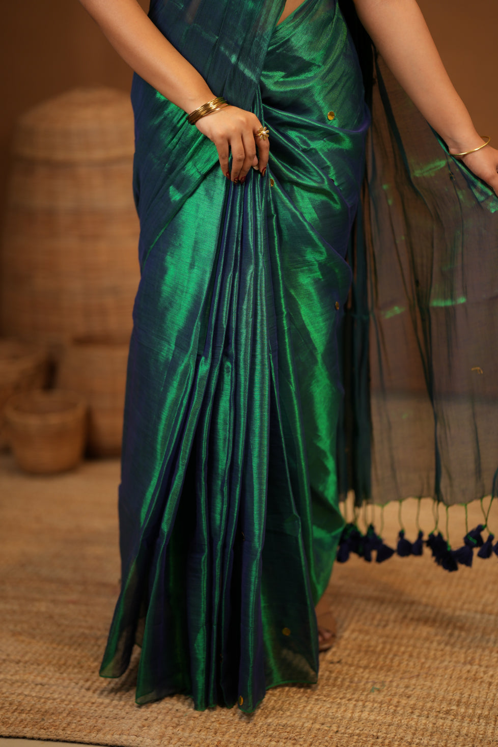 Premium Tissue Saree Accented with Siquin Shine