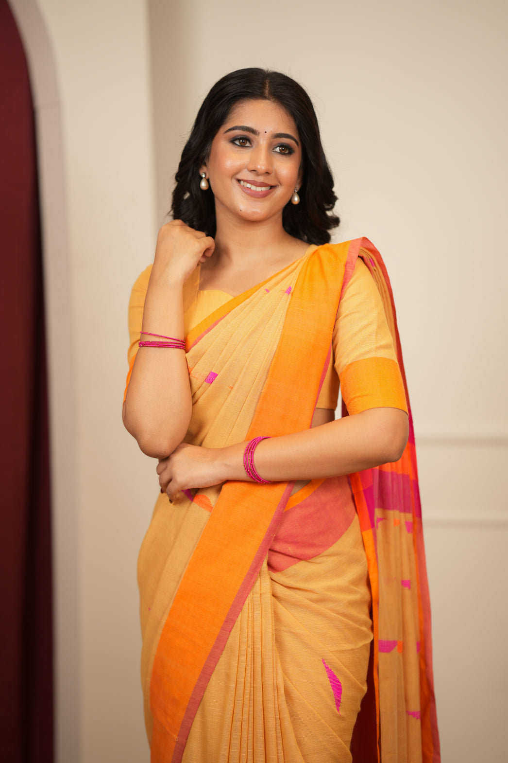 Artisan Glow – Mustard yellow Handloom Saree
