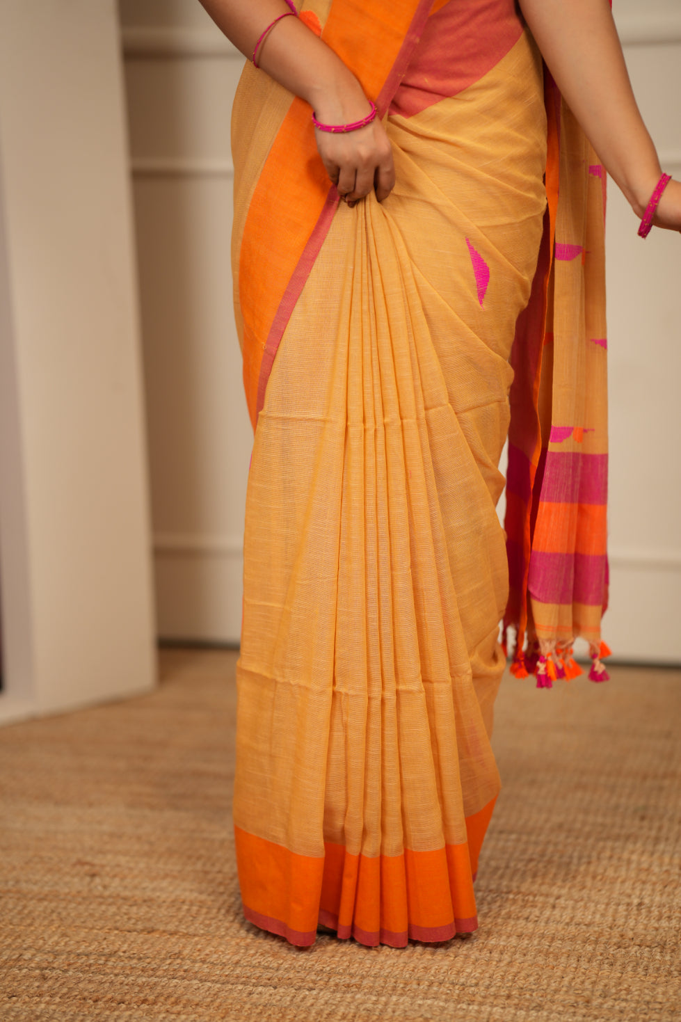 Artisan Glow – Mustard yellow Handloom Saree