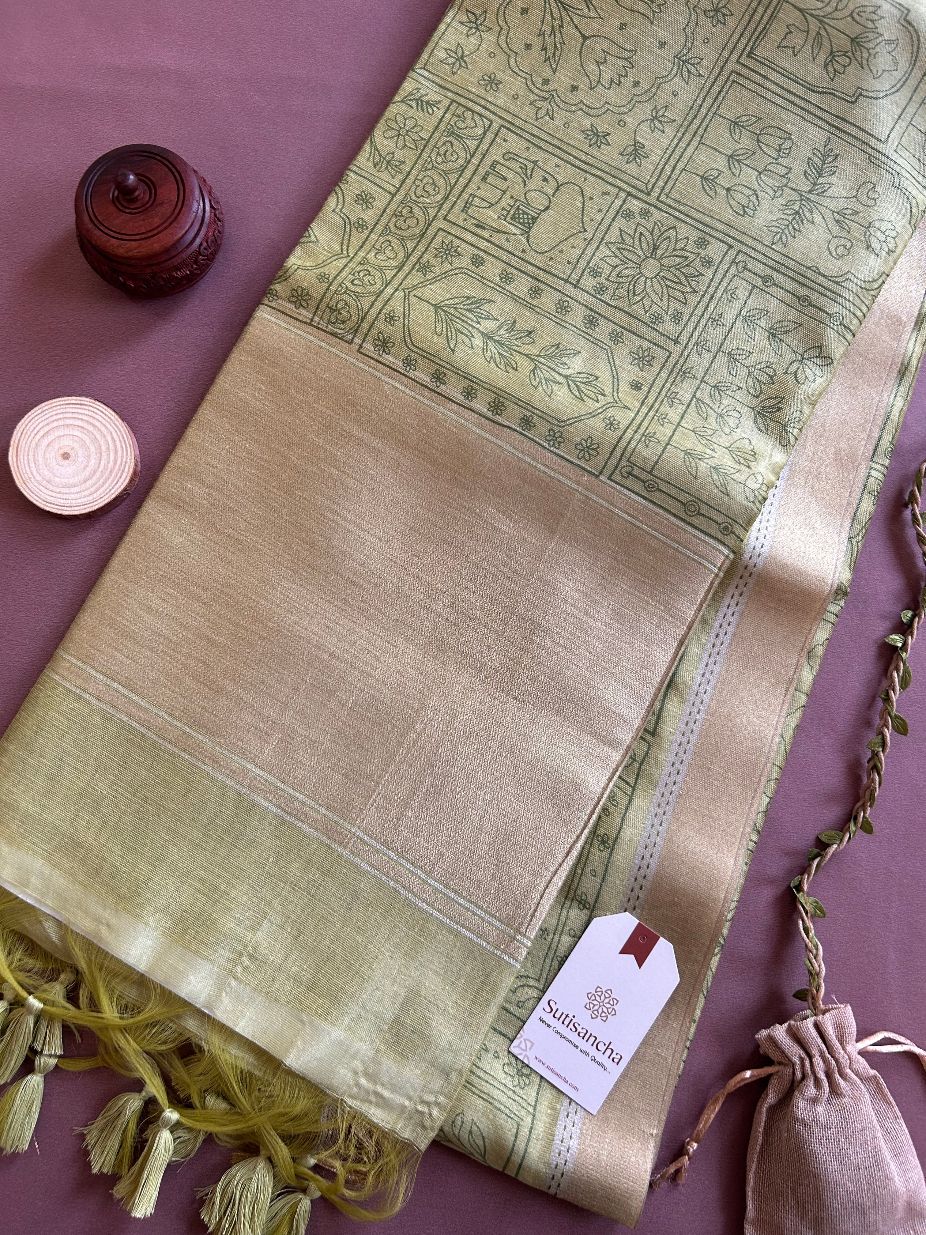 Classic Pure Cotton Saree with Wroli Design & Zari Border