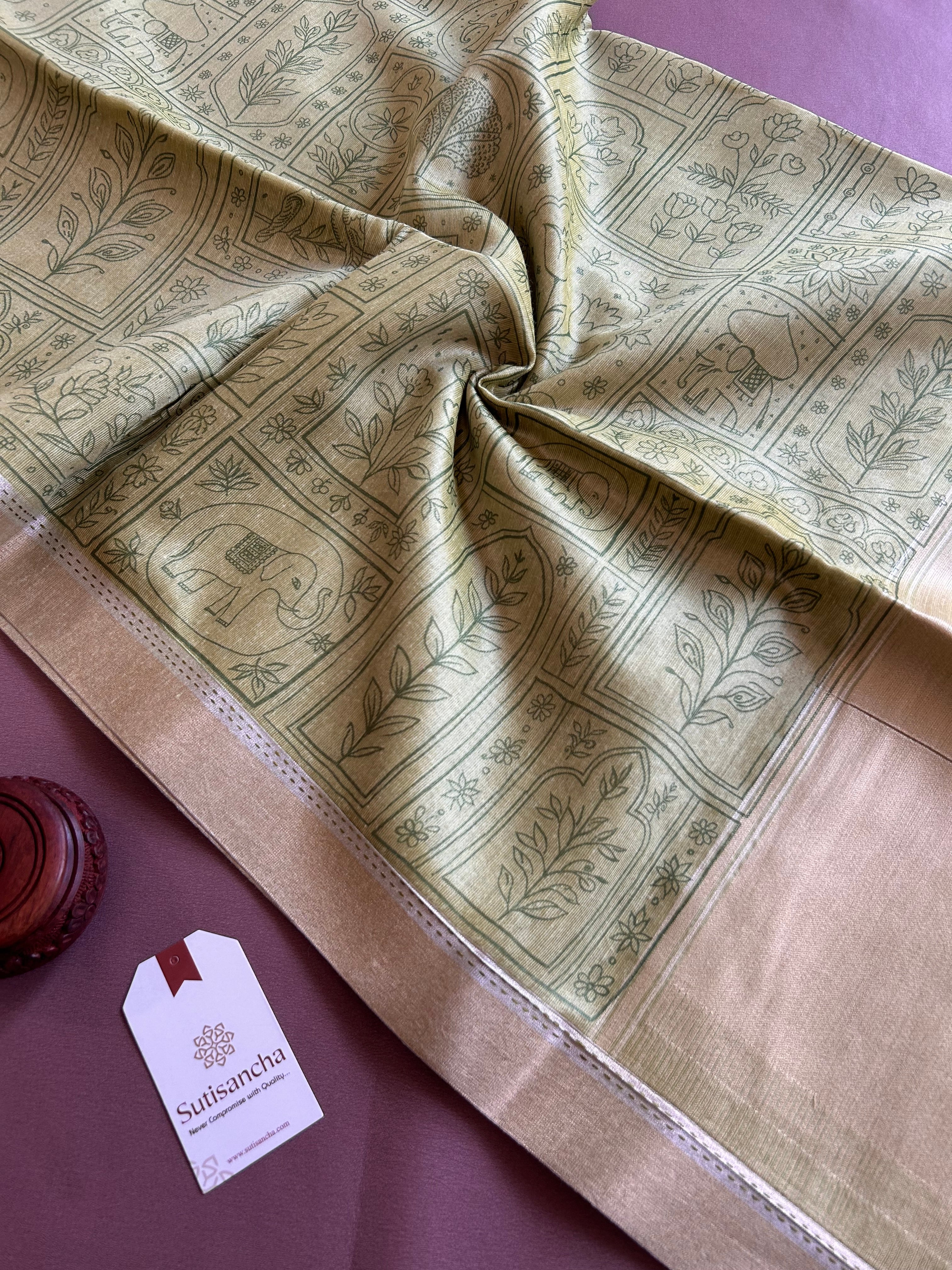 Classic Pure Cotton Saree with Wroli Design & Zari Border