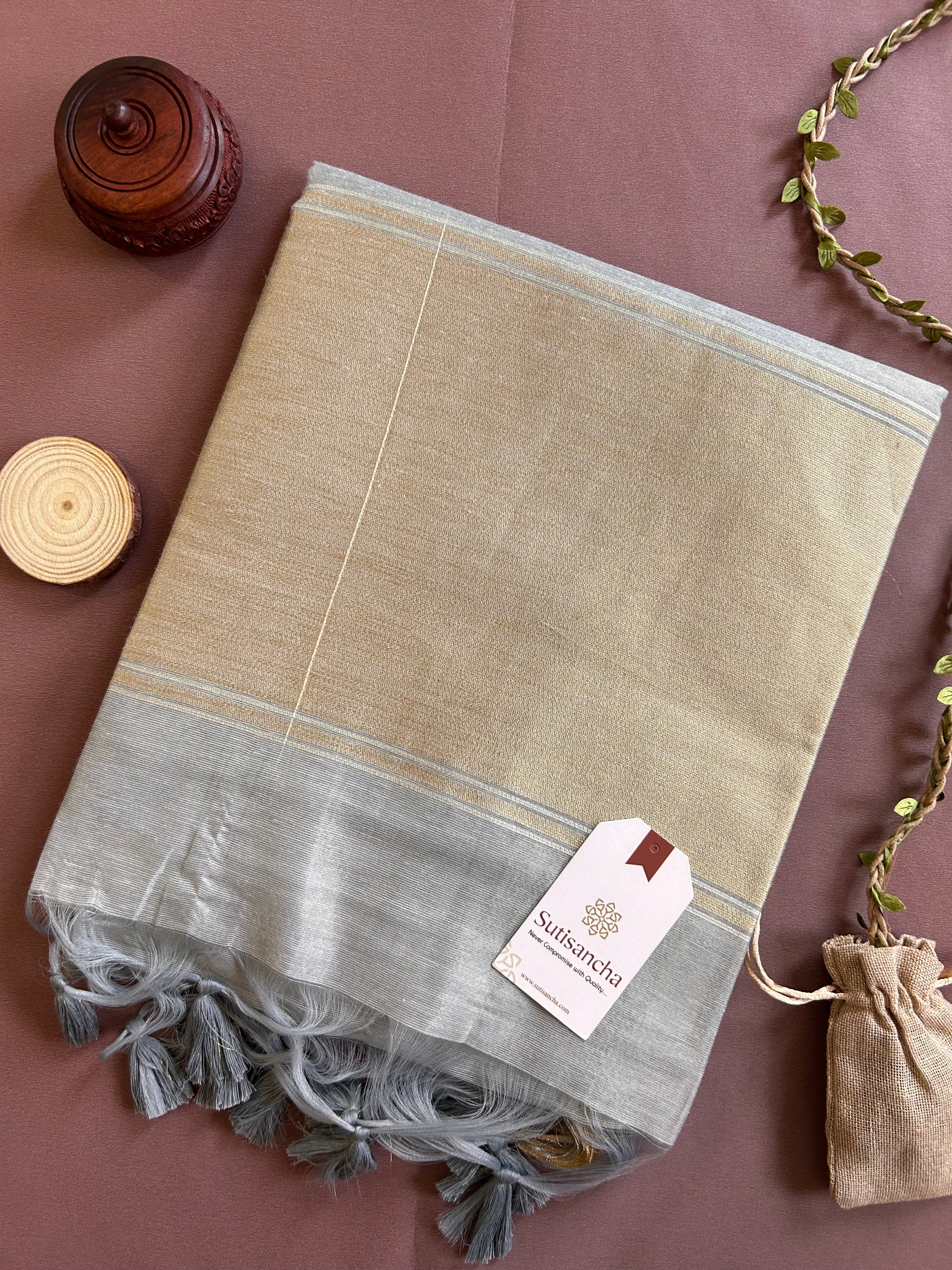 Classic Pure Cotton Saree with Wroli Design & Zari Border