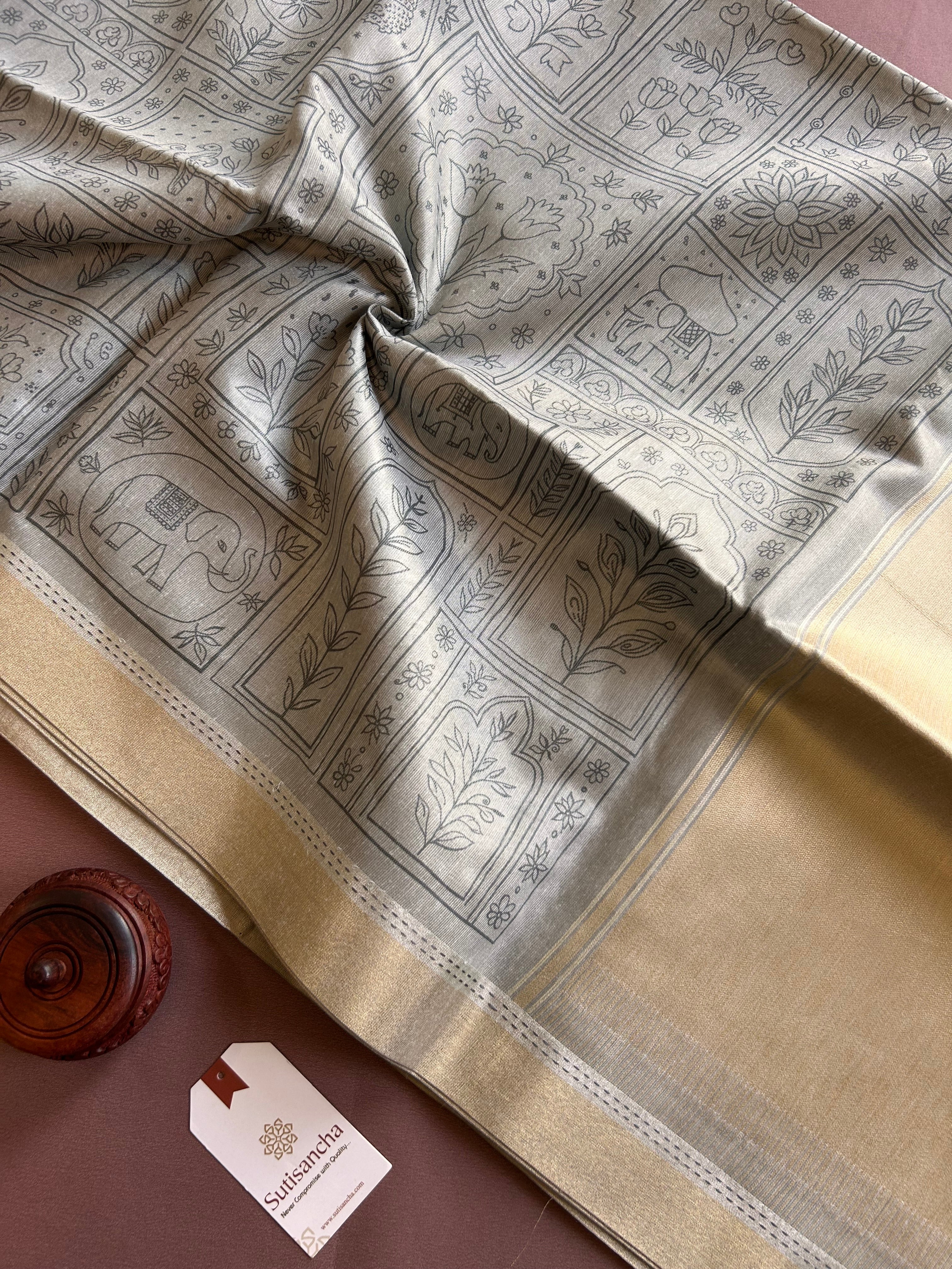 Classic Pure Cotton Saree with Wroli Design & Zari Border