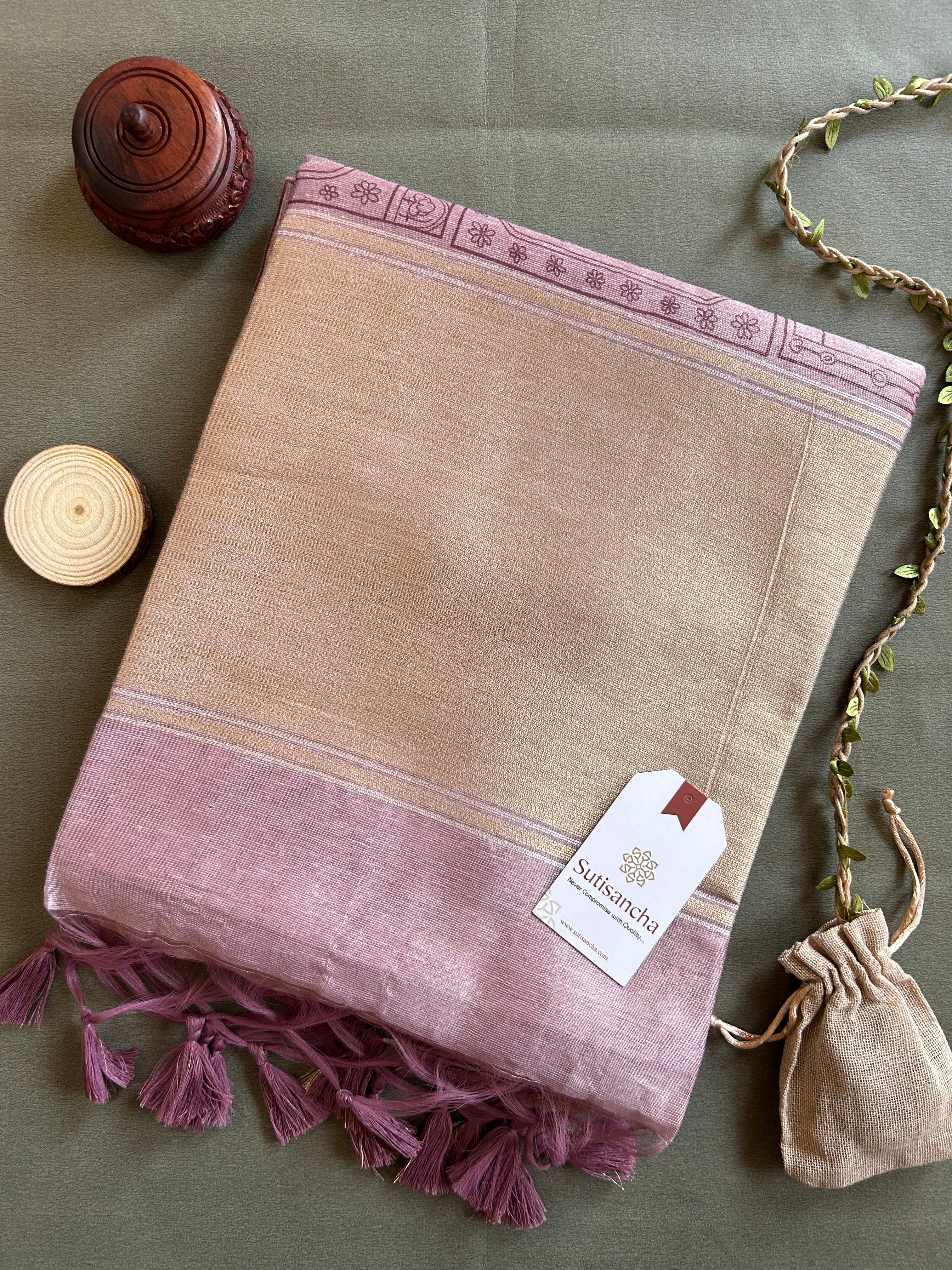 Classic Pure Cotton Saree with Wroli Design & Zari Border